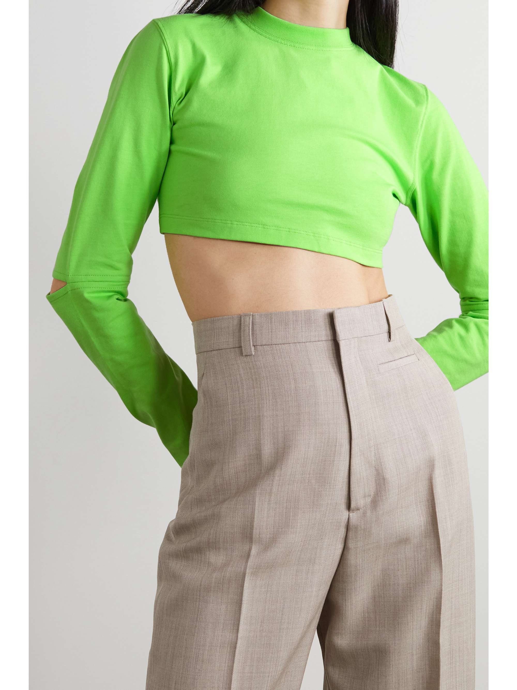 JACQUEMUS Piccola cropped cutout cotton-jersey top