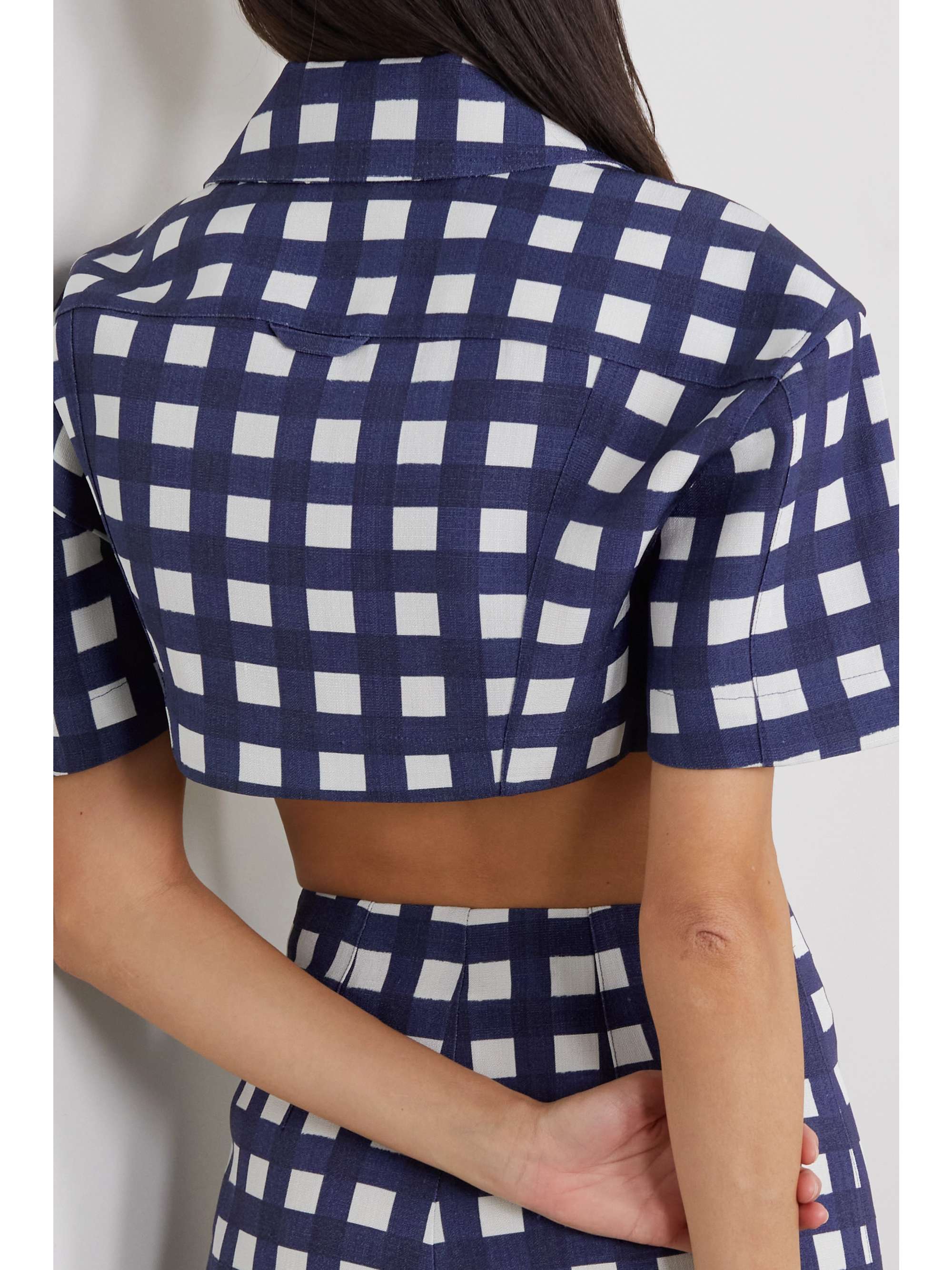 JACQUEMUS Bebi cropped checked canvas top