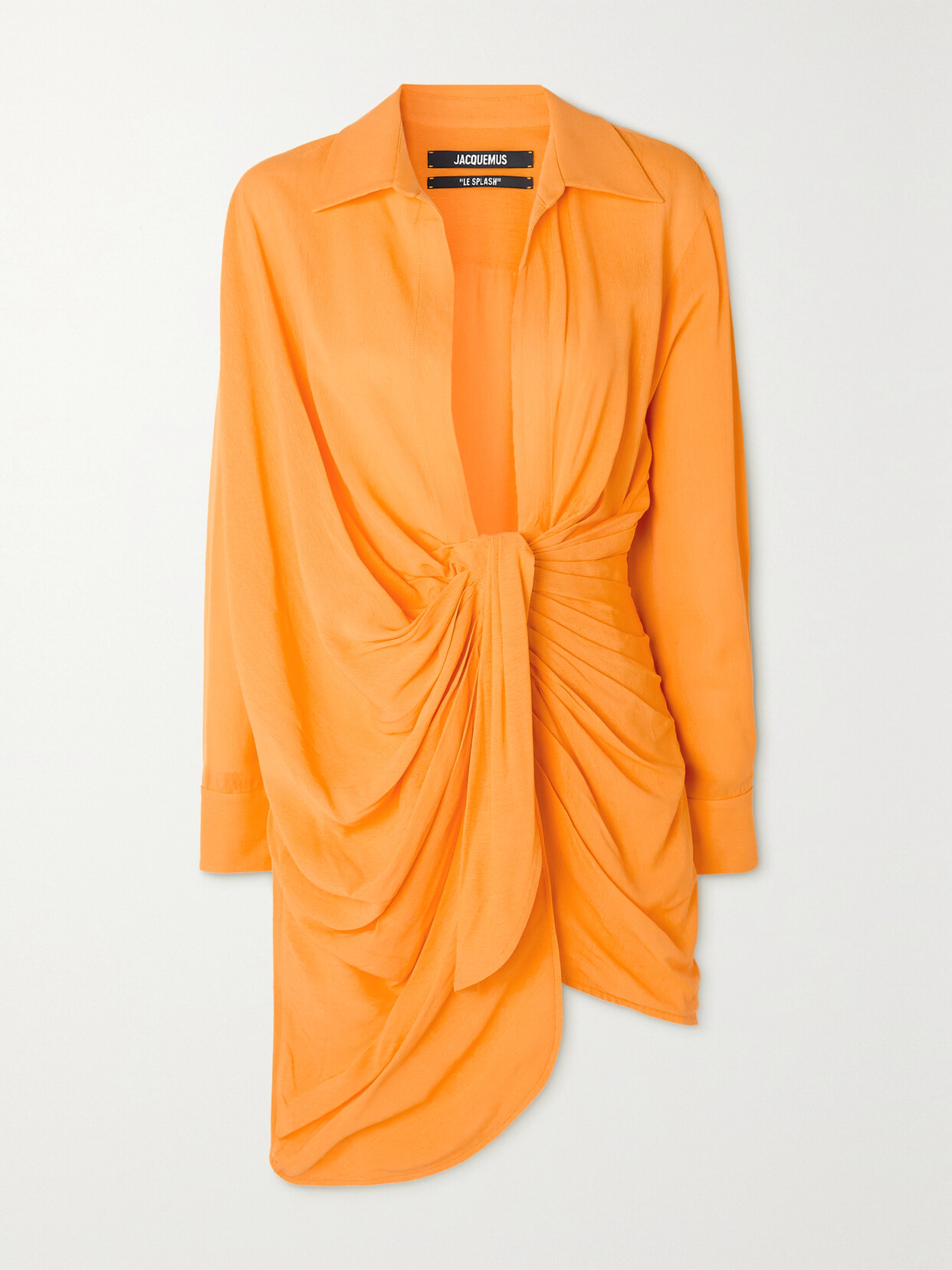 JACQUEMUS BAHIA DRAPED KNOTTED VOILE MINI DRESS