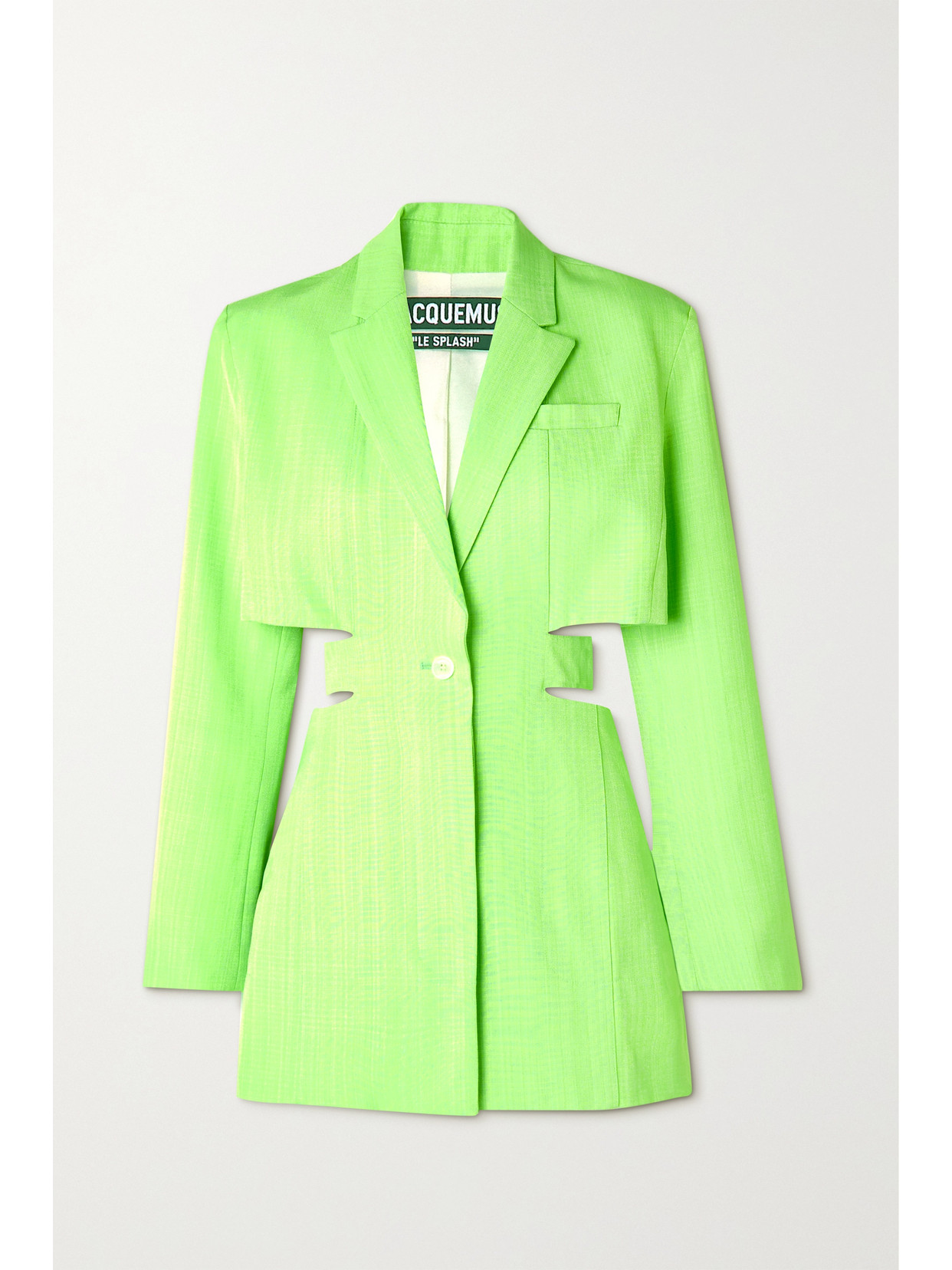 Jacquemus La Robe Bari Long Sleeve Cutout Blazer Minidress In Green