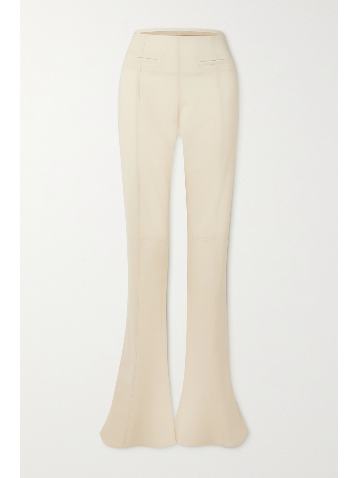 JACQUEMUS TANGELO PLEATED STRETCH-WOOL FLARED PANTS