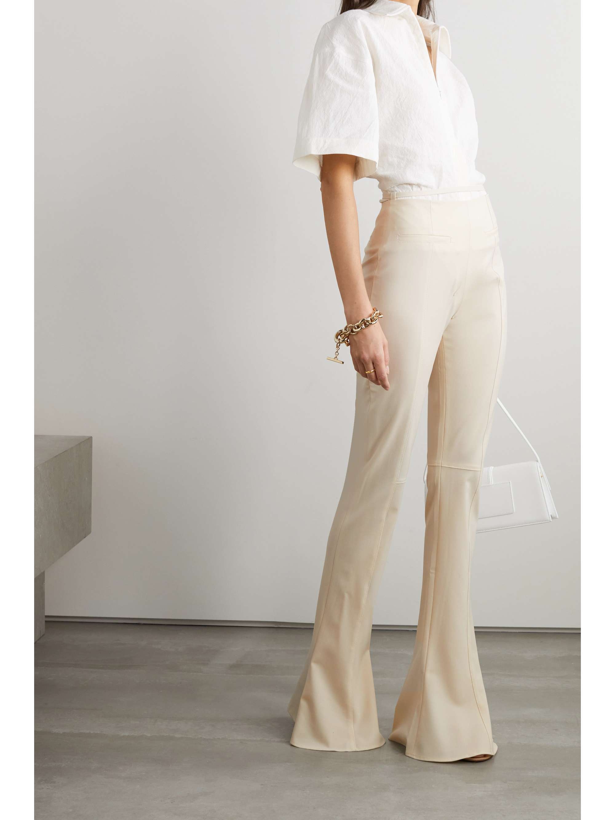 pleated flared pants