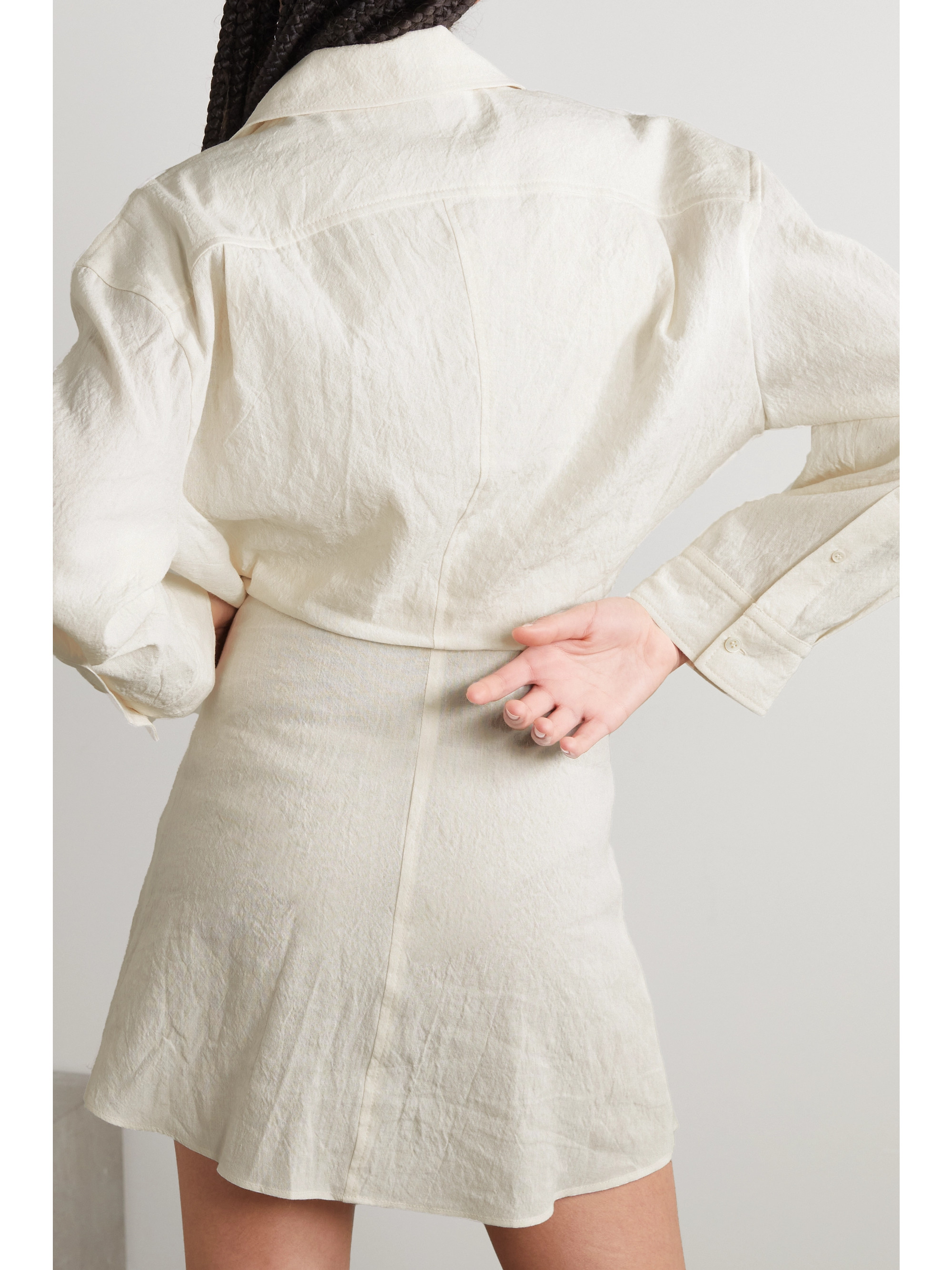 Jacquemus Baunhilha layered hemp and cotton-blend mini shirt dress