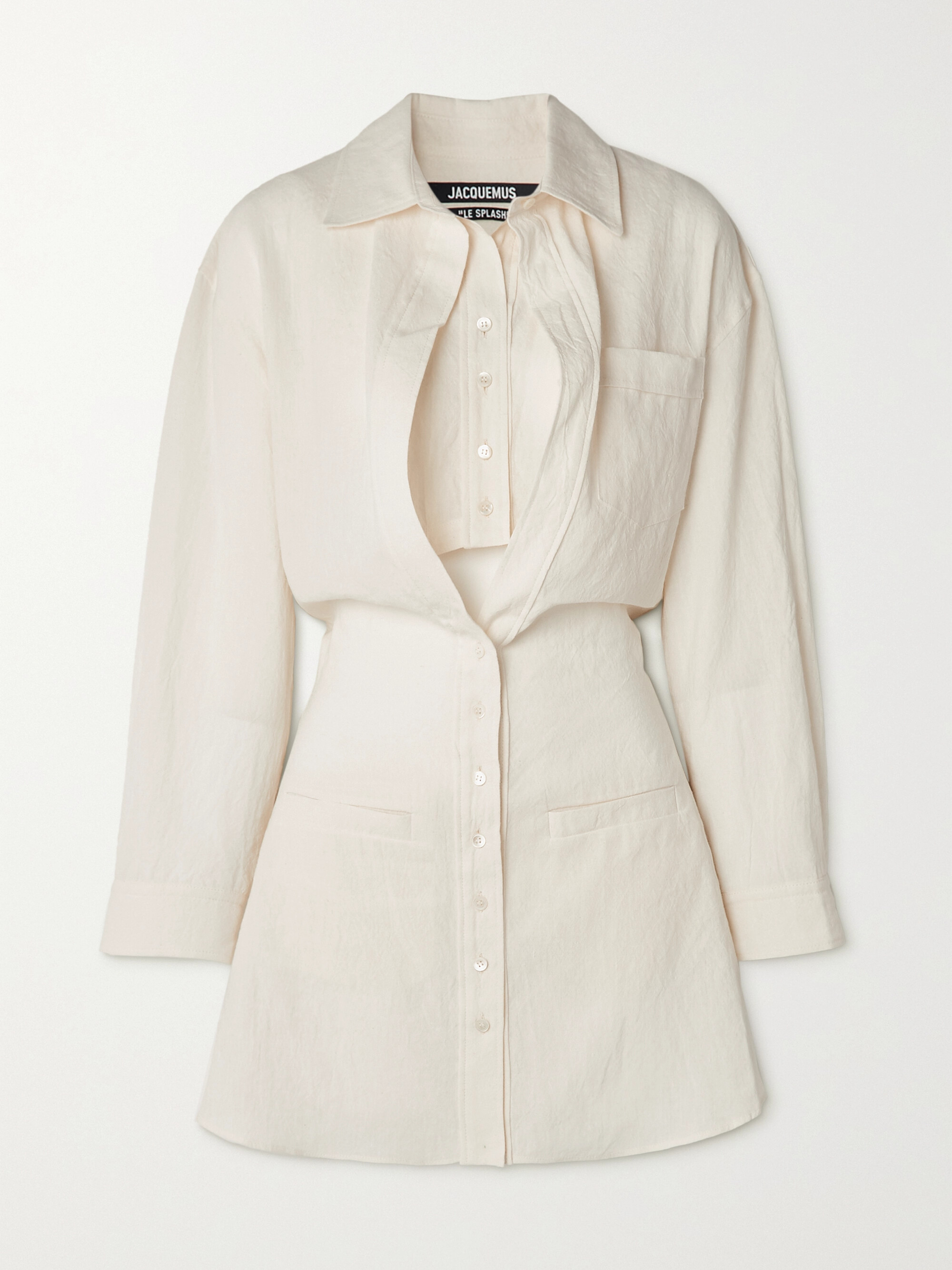 Jacquemus Baunhilha layered hemp and cotton-blend mini shirt dress