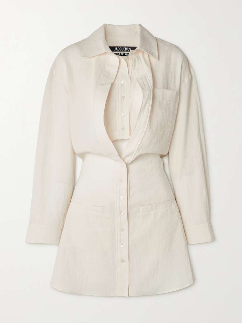 Jacquemus Baunhilha Layered Hemp And Cotton-blend Mini Shirt Dress