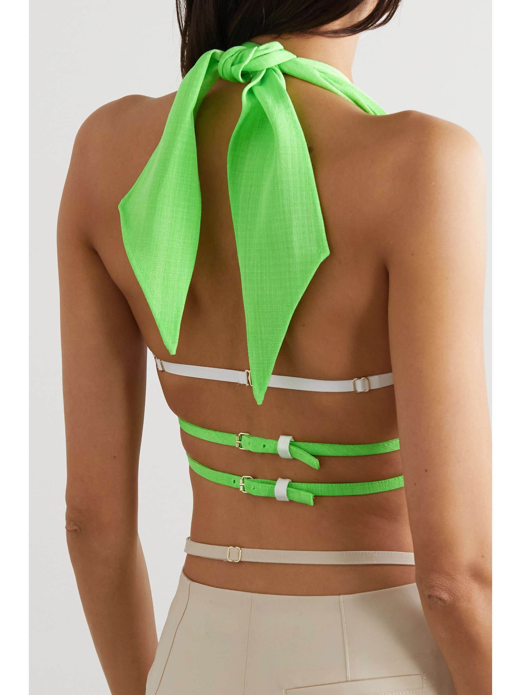 JACQUEMUS Limao cropped crepe halterneck top