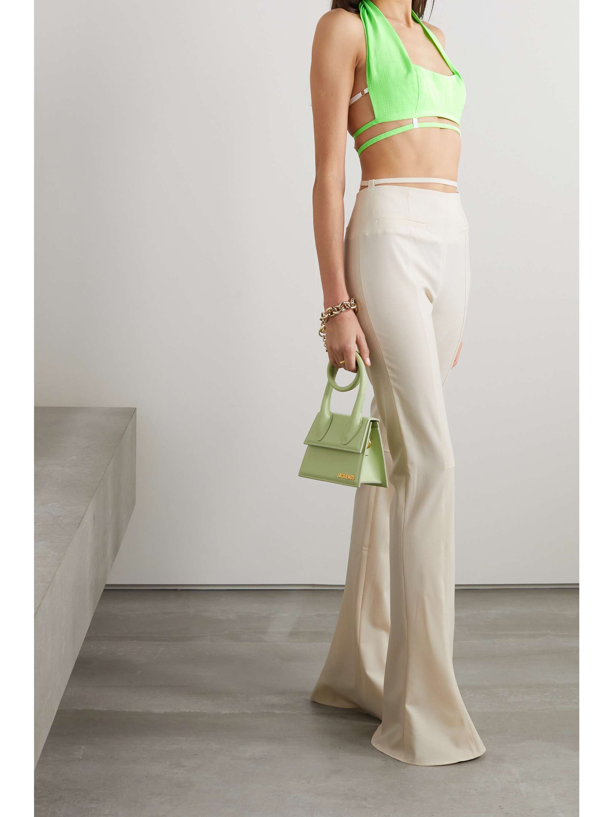JACQUEMUS Limao cropped crepe halterneck top