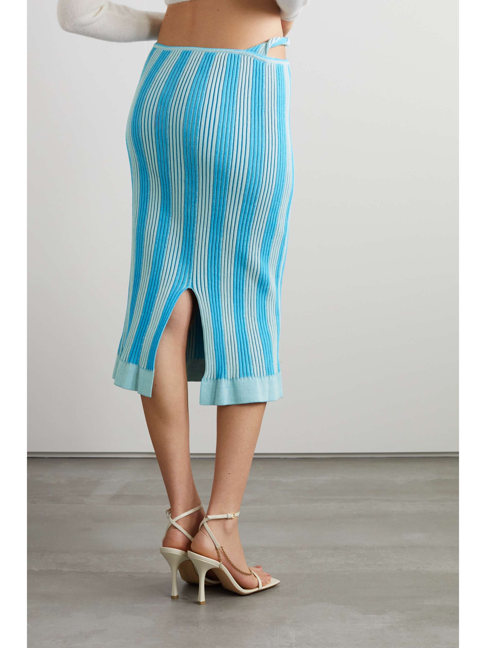 JACQUEMUS Gelato cutout striped ribbed cotton-blend skirt