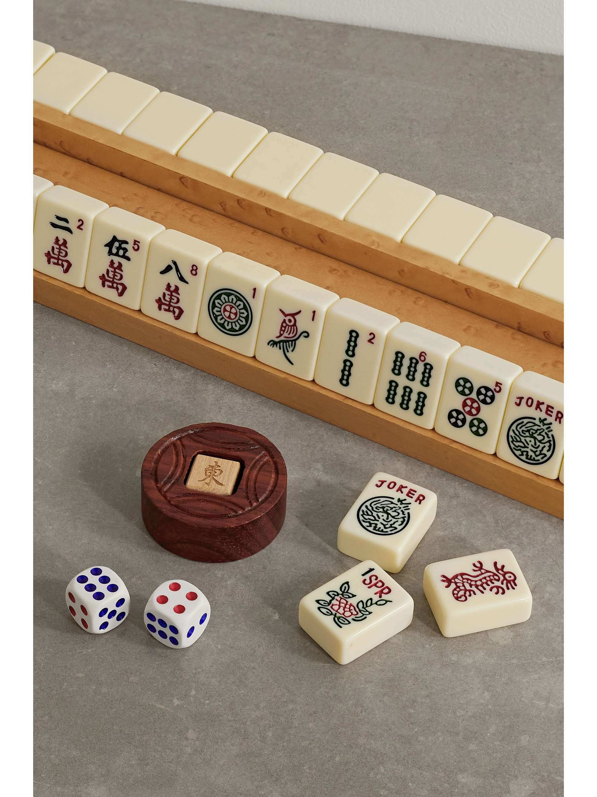 AERIN Brass and shagreen mahjong set
