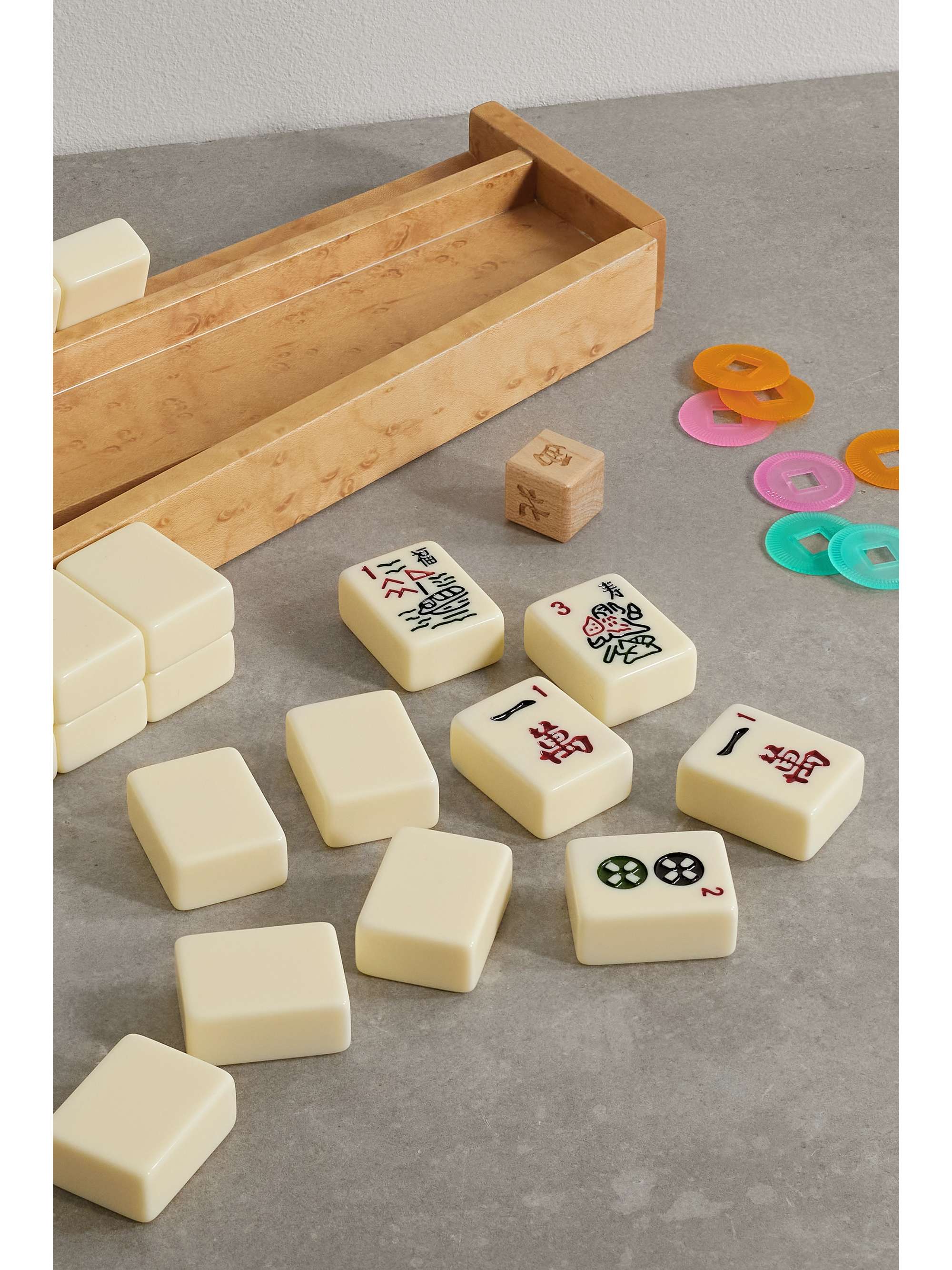 AERIN Brass and shagreen mahjong set