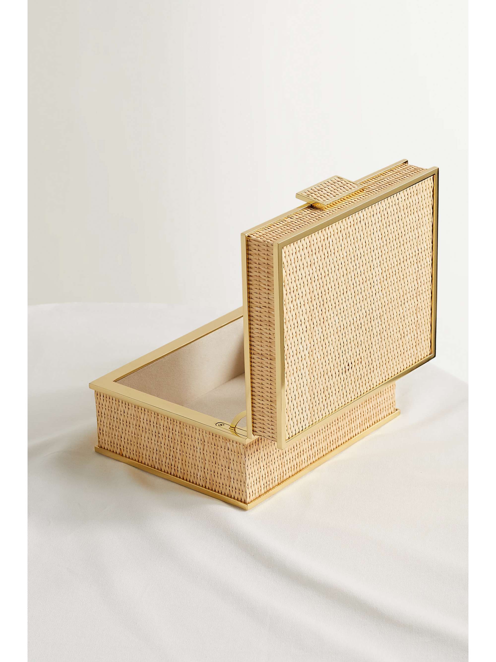 AERIN Boîte à bijoux en rotin et métal doré Colette