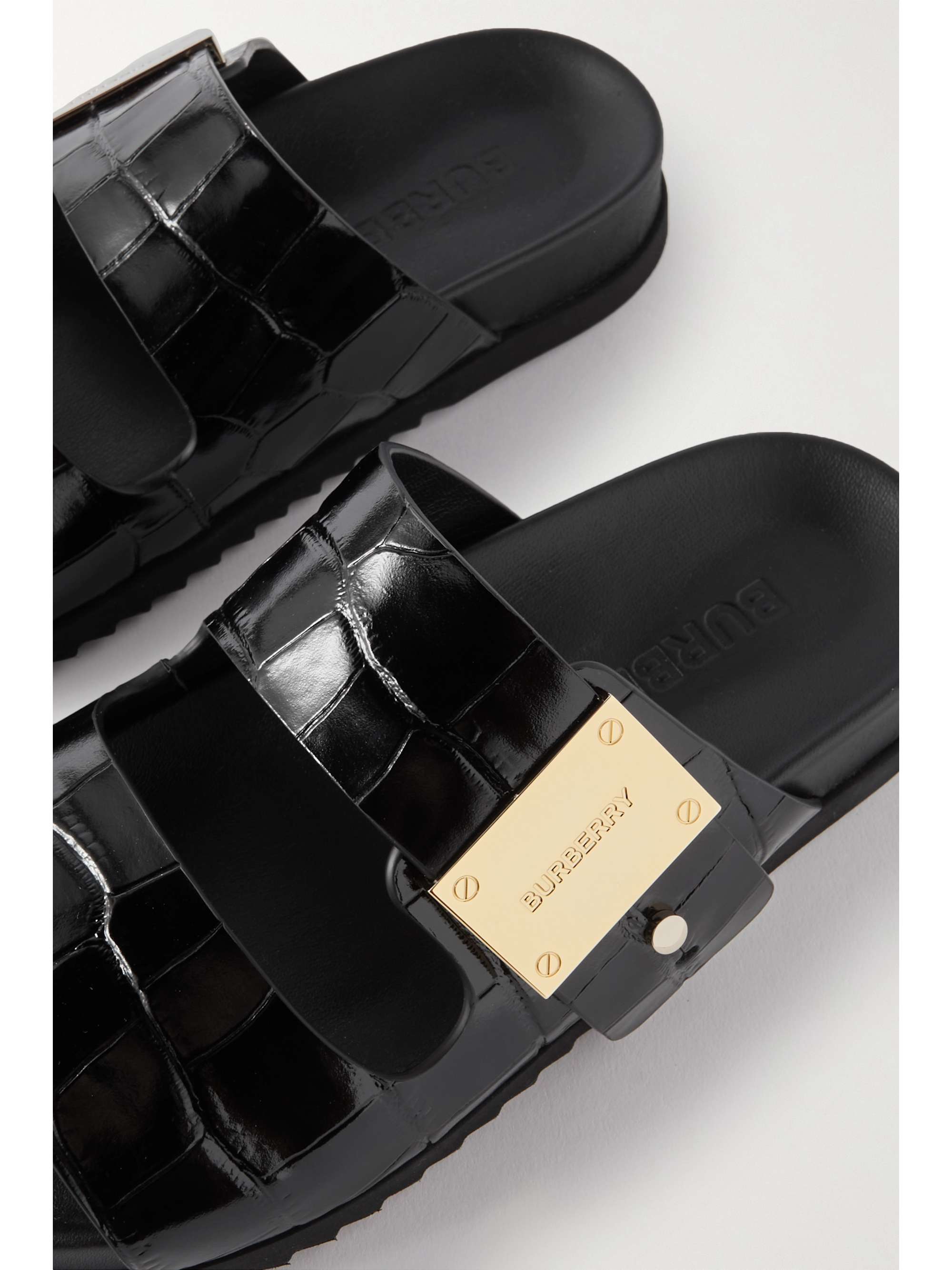 BURBERRY Olympia embellished croc-effect leather sandals