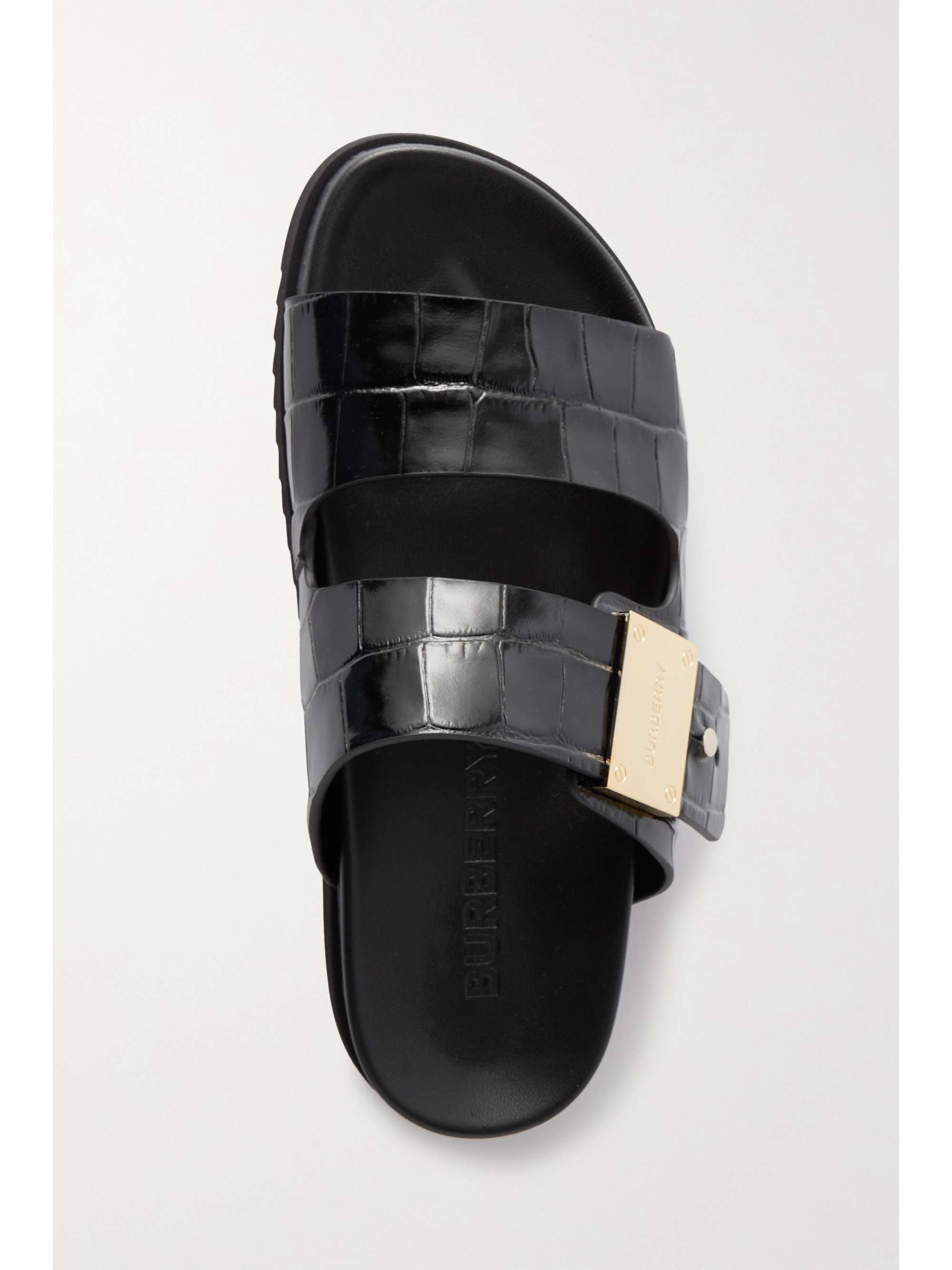BURBERRY Olympia embellished croc-effect leather sandals