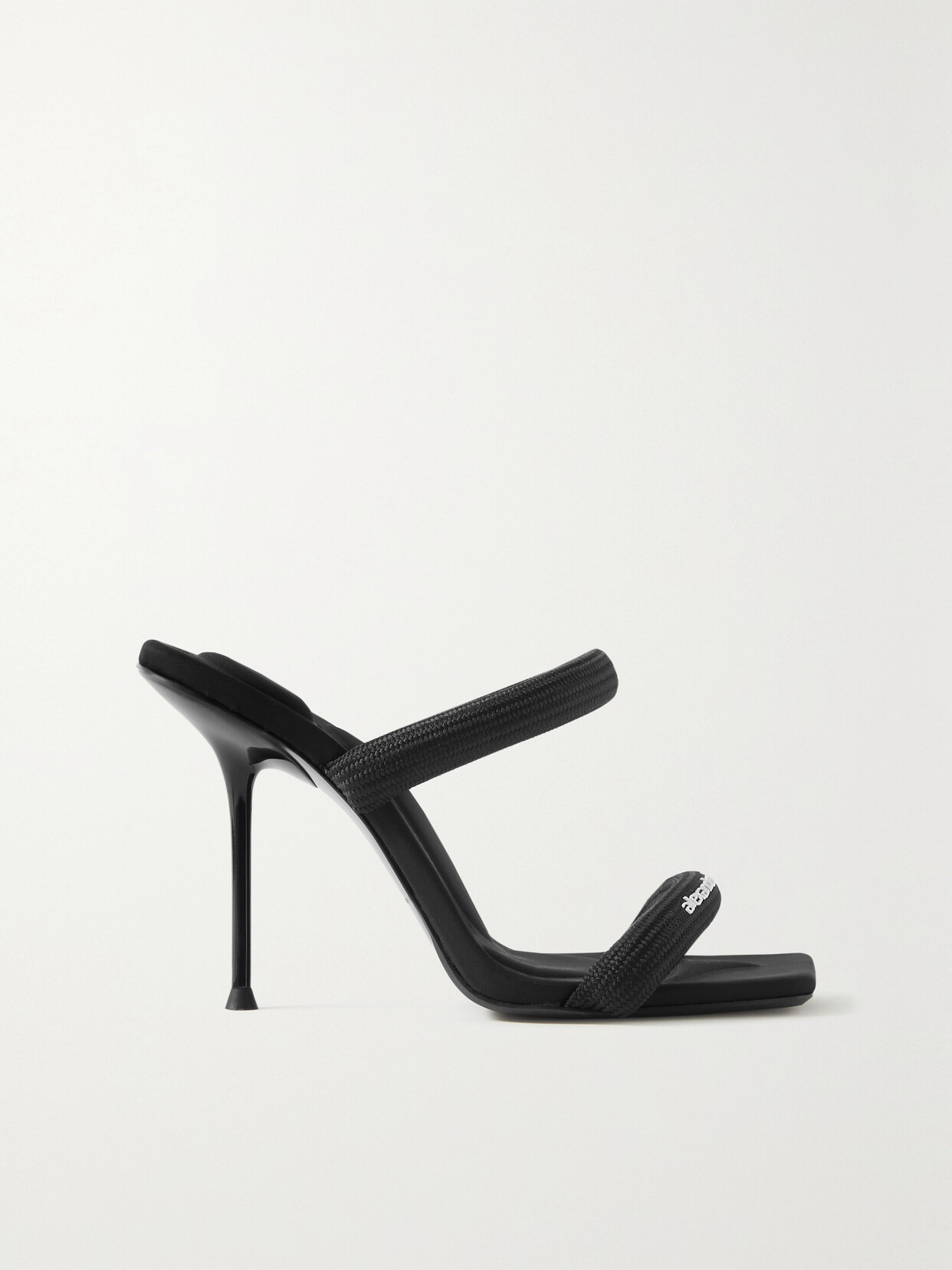 Shop Alexander Wang Julie Logo-print Webbing Mules In Black