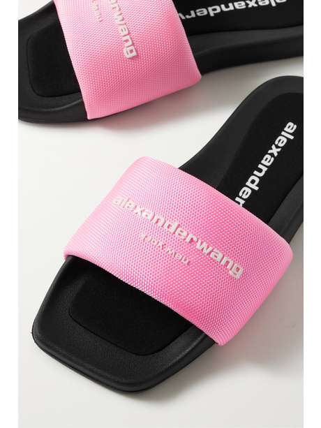 Pink Logo-appliquÃ©d canvas slides | ALEXANDER WANG | NET-A-PORTER