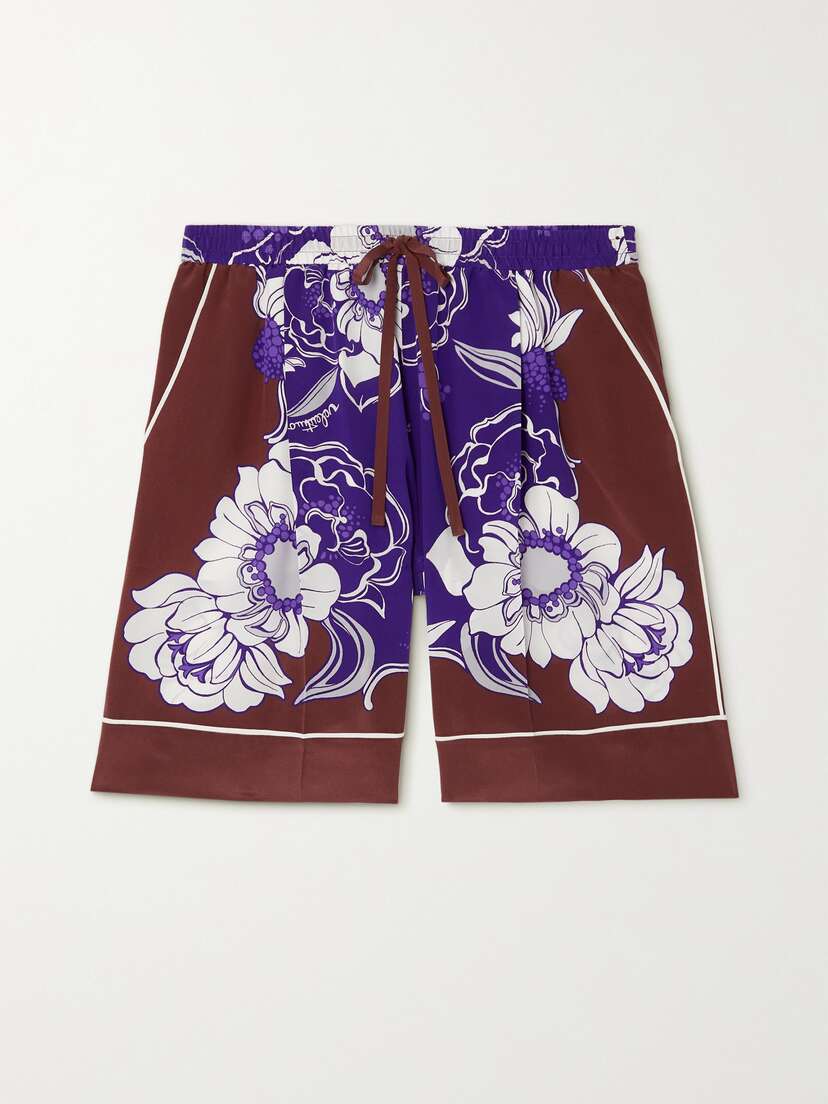 Valentino Garavani Floral-print Silk Crepe De Chine Shorts