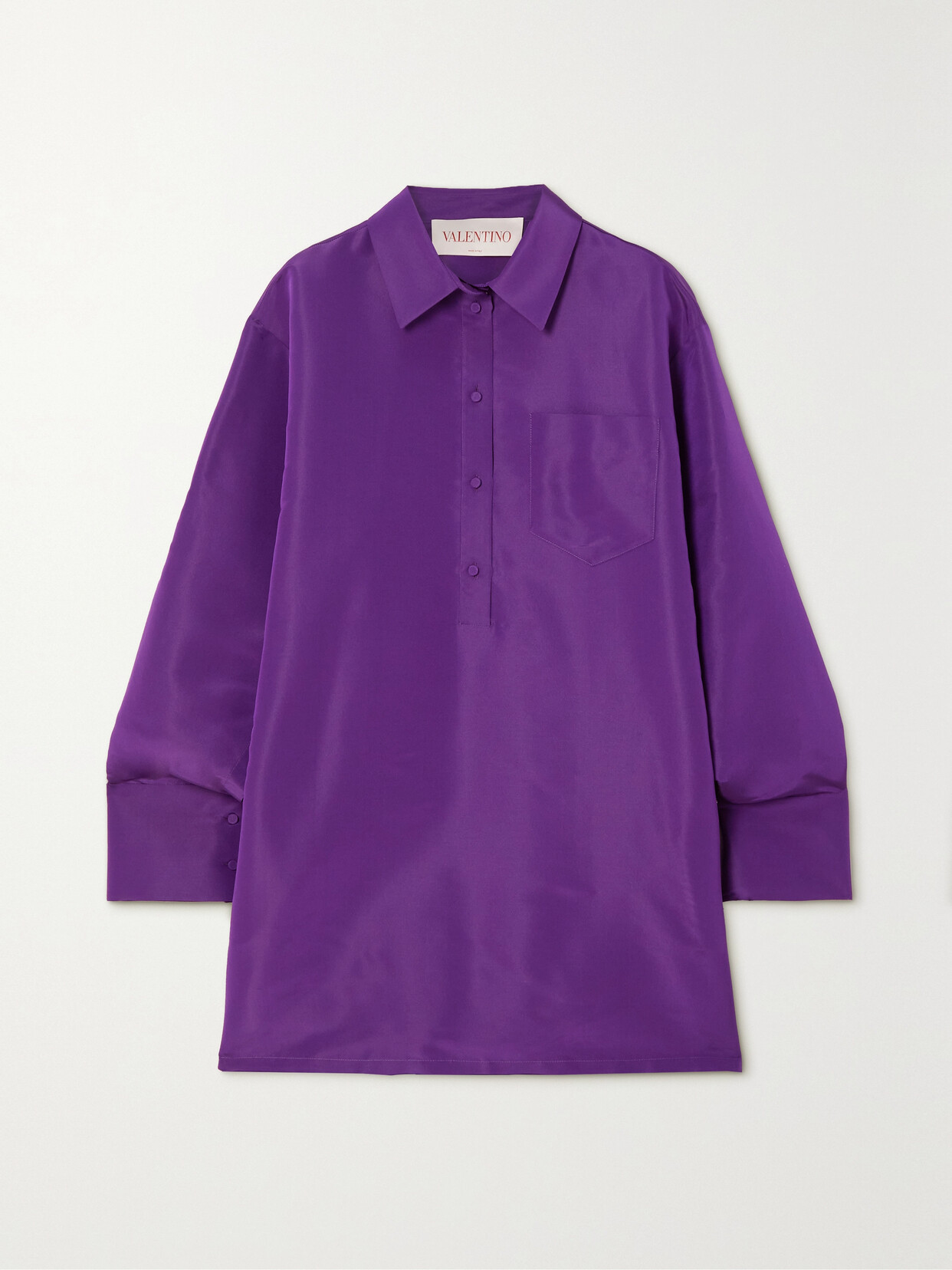 Shop Valentino Oversized Silk-faille Shirt In Purple