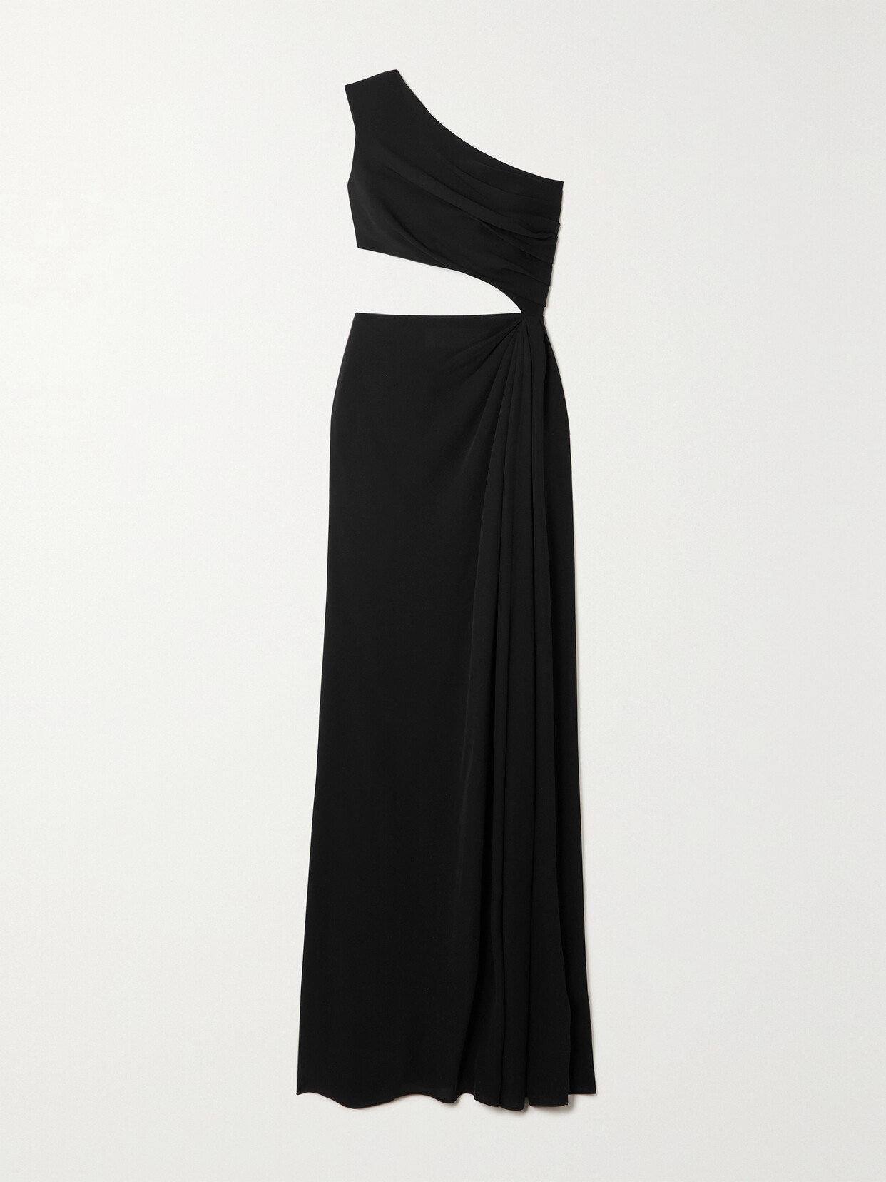 Valentino Garavani One-shoulder Cutout Silk-cady Gown - Black