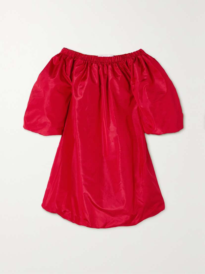 Valentino Garavani Off-the-shoulder Gathered Silk-satin Mini Dress