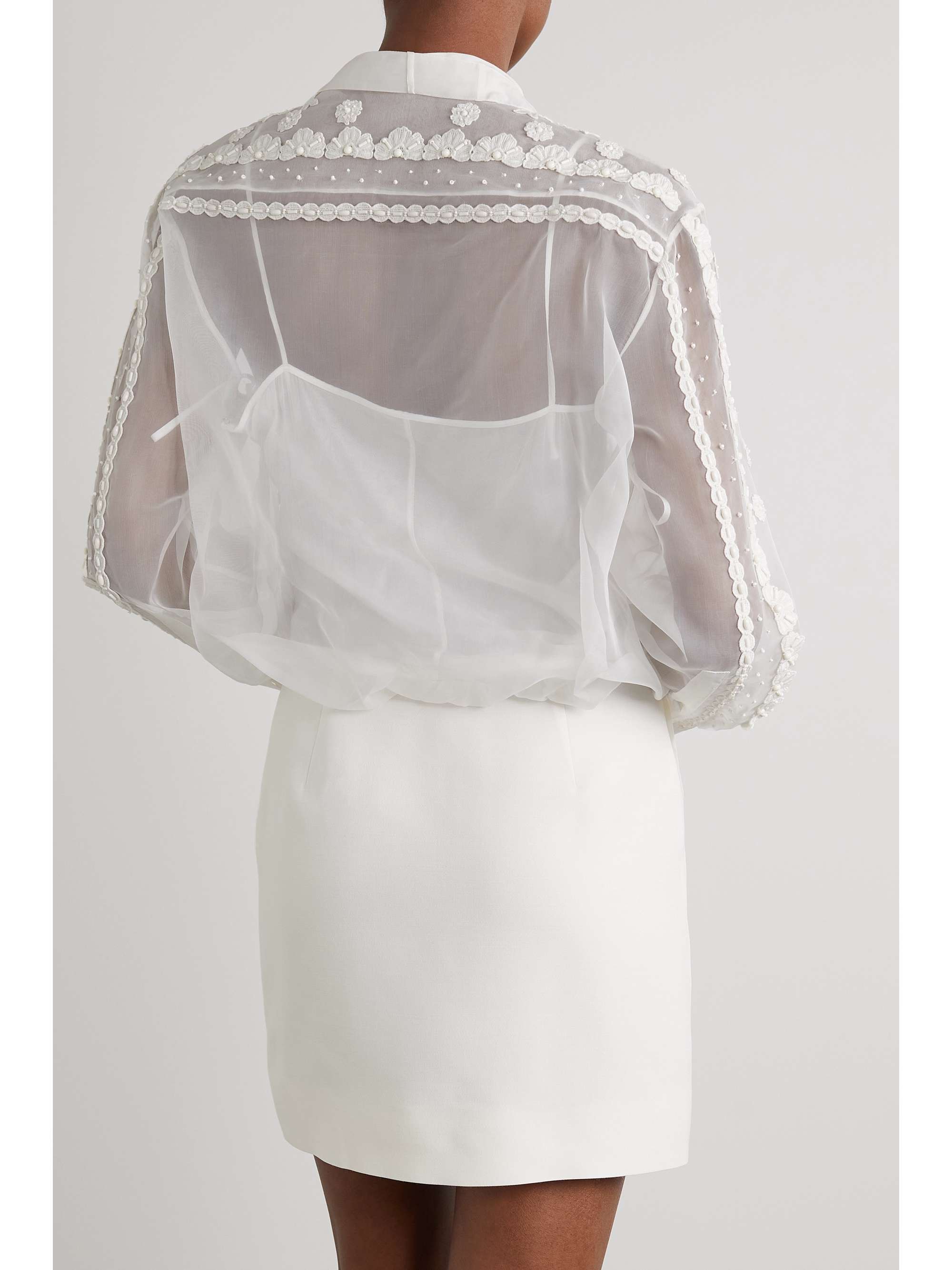 VALENTINO GARAVANI Embellished embroidered silk-organza and wool and silk-blend mini dress