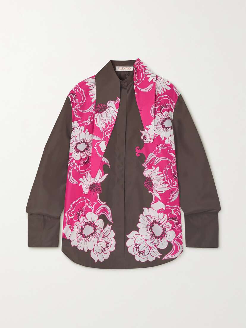 Valentino Garavani Floral-print Silk-taffeta Blouse