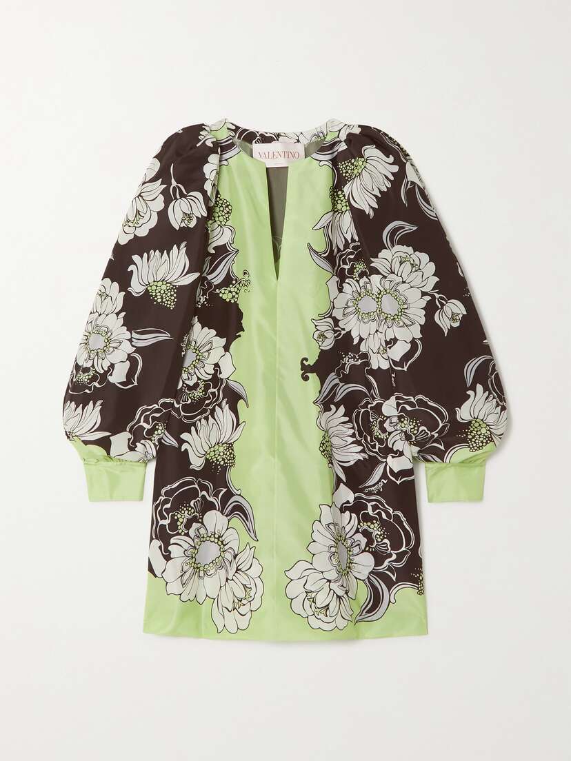 Valentino Garavani Floral-print Duchesse Silk-satin Mini Dress