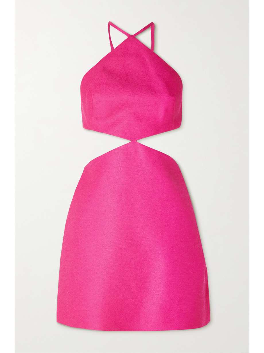 Cut Out Crepe Mini Dress Pink