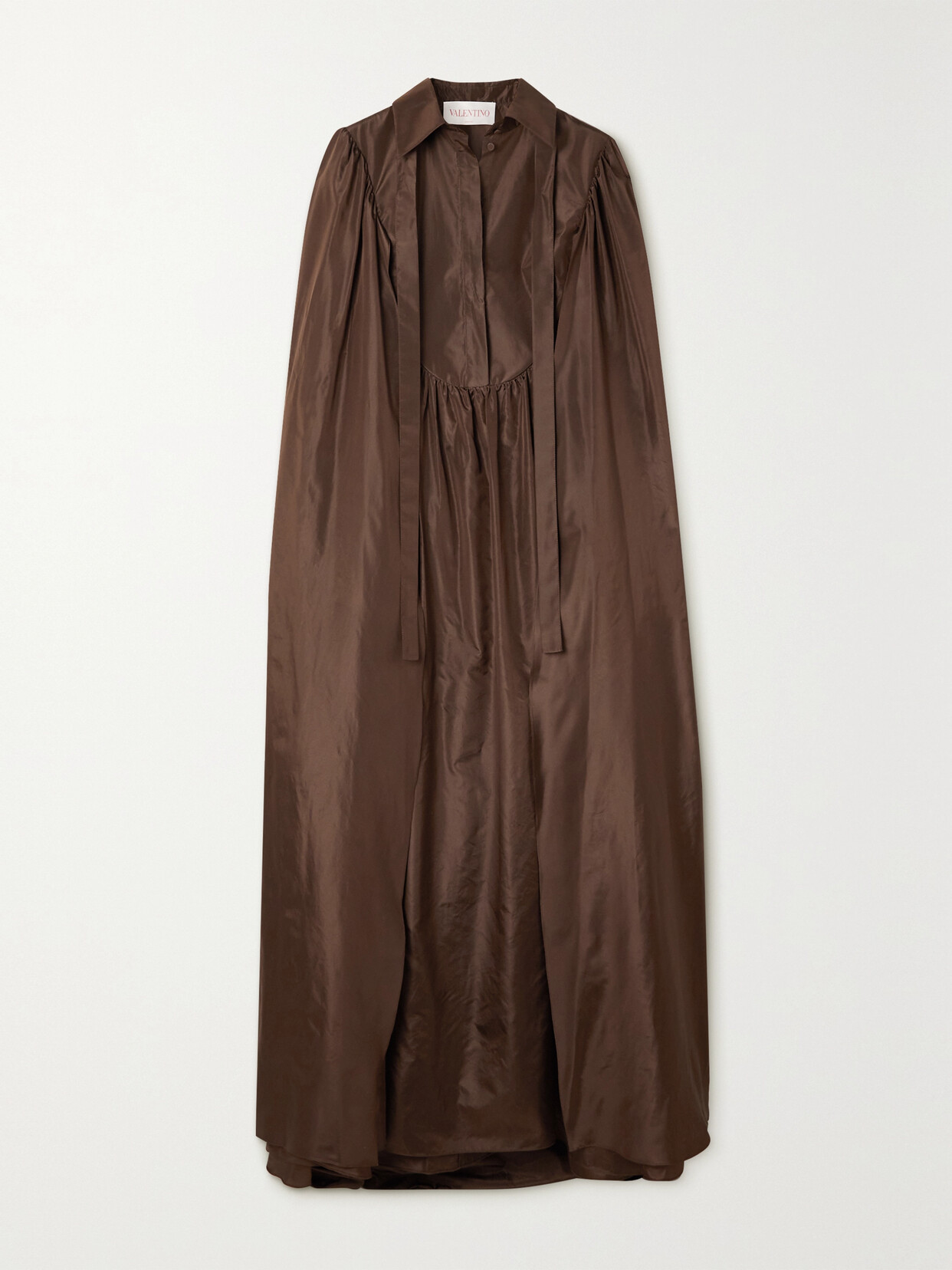 Valentino Garavani Cape-effect Silk-satin Gown - Brown