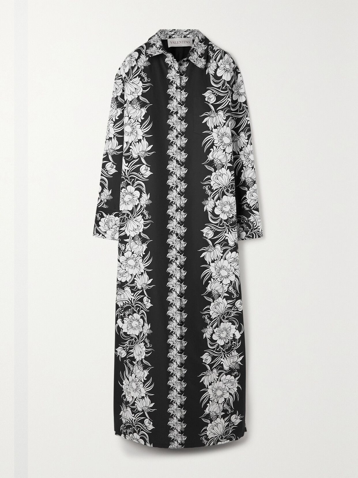 Valentino Garavani Floral-print Cotton And Silk-blend Faille Gown - Black