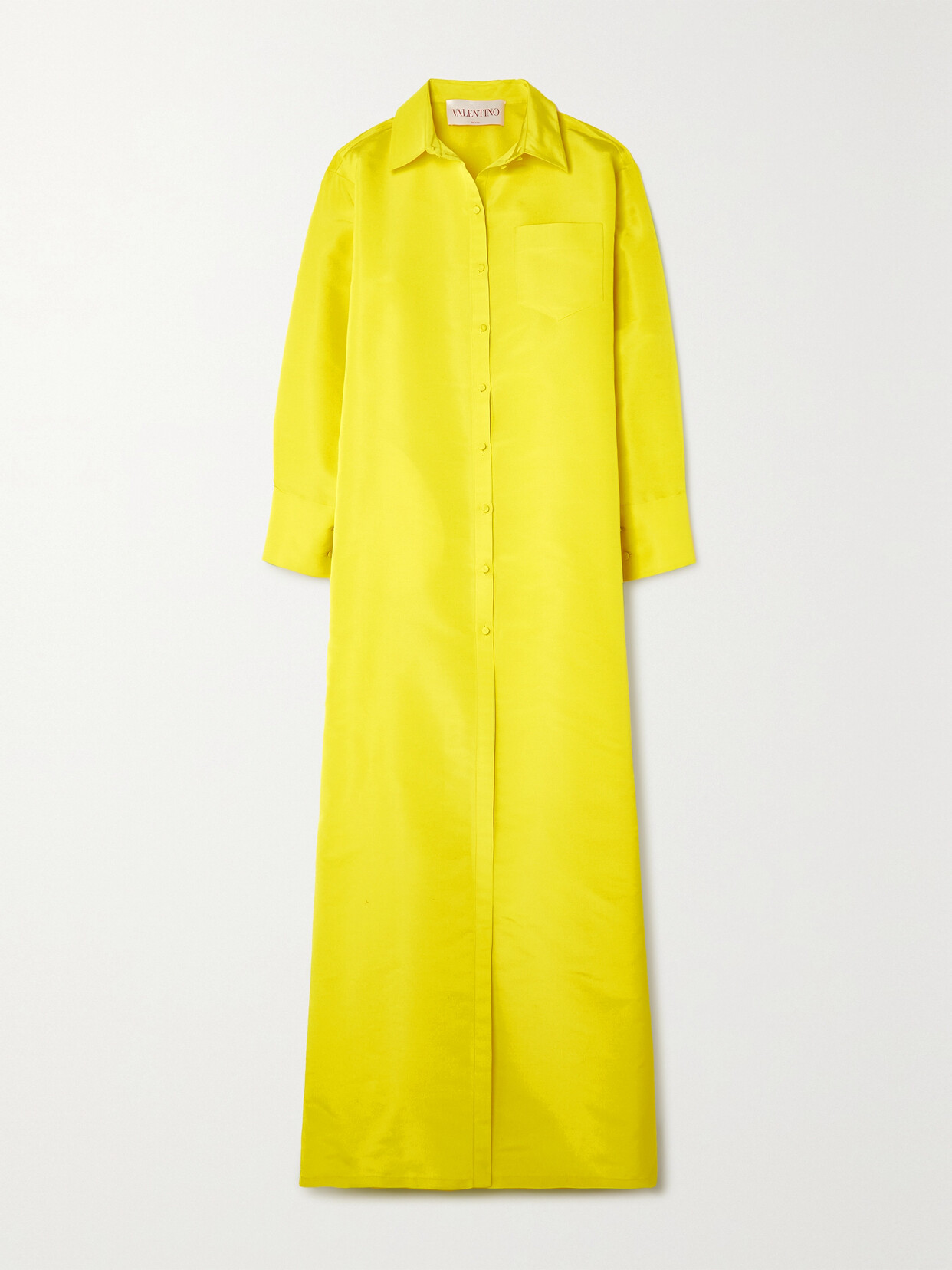 VALENTINO SILK-FAILLE MAXI SHIRT DRESS