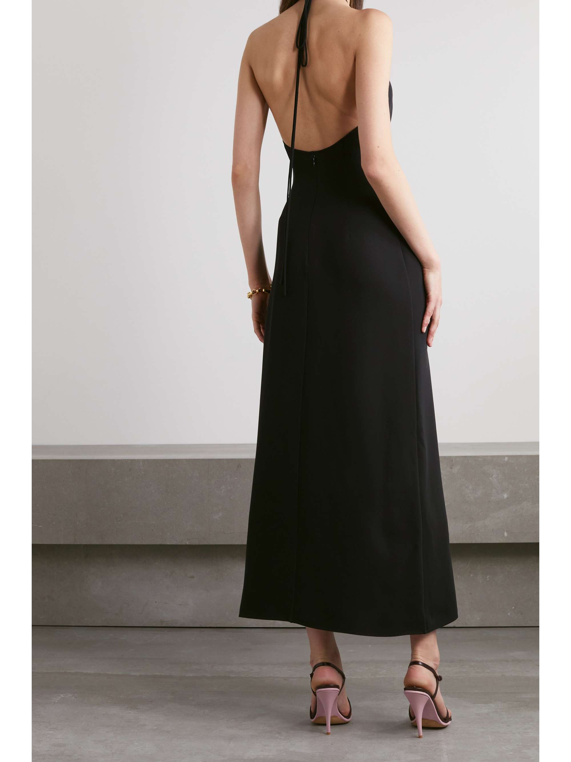 VALENTINO Silk-crepe halterneck midi dress | NET-A-PORTER