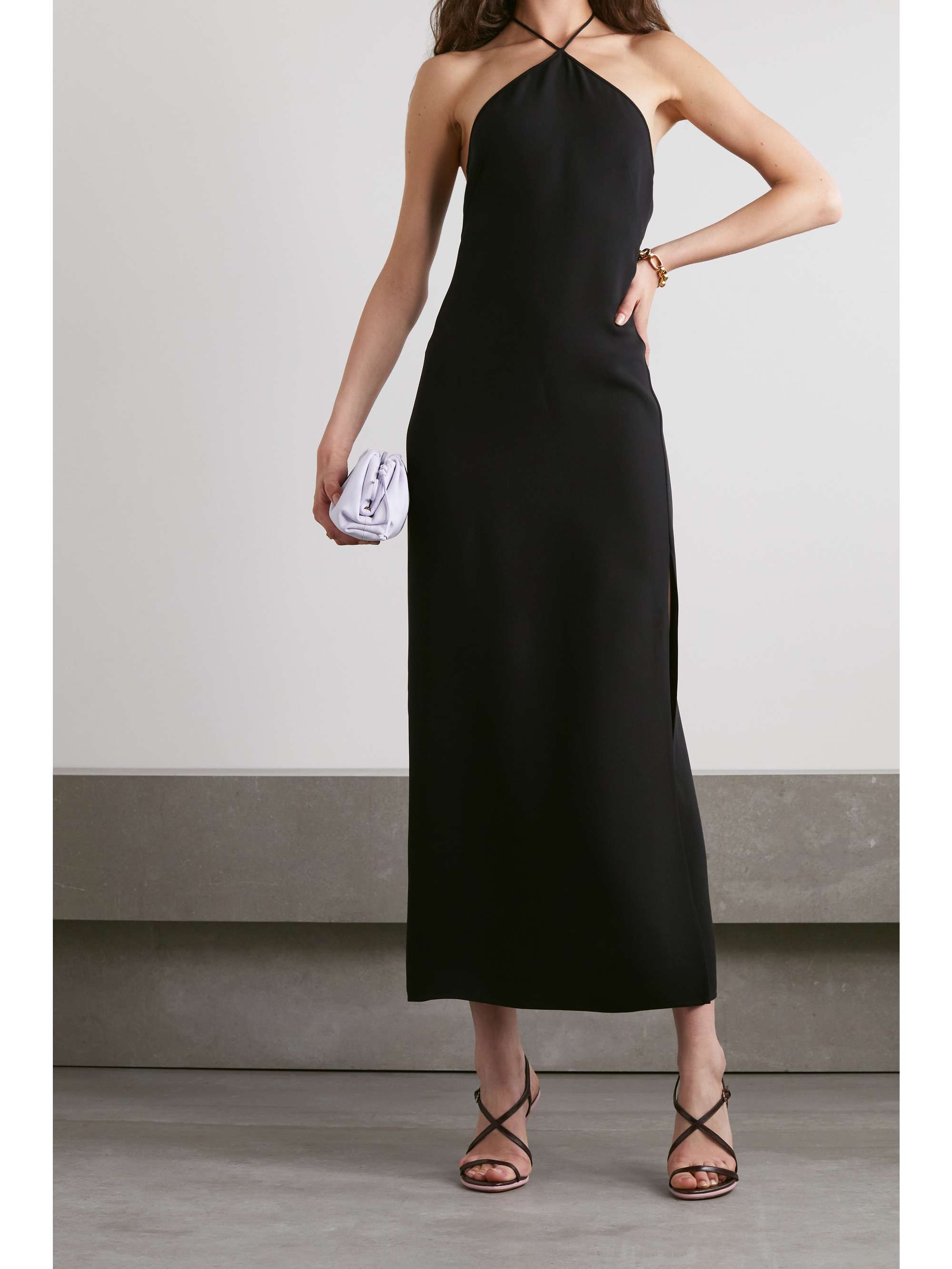 VALENTINO Silk-crepe halterneck midi dress | NET-A-PORTER