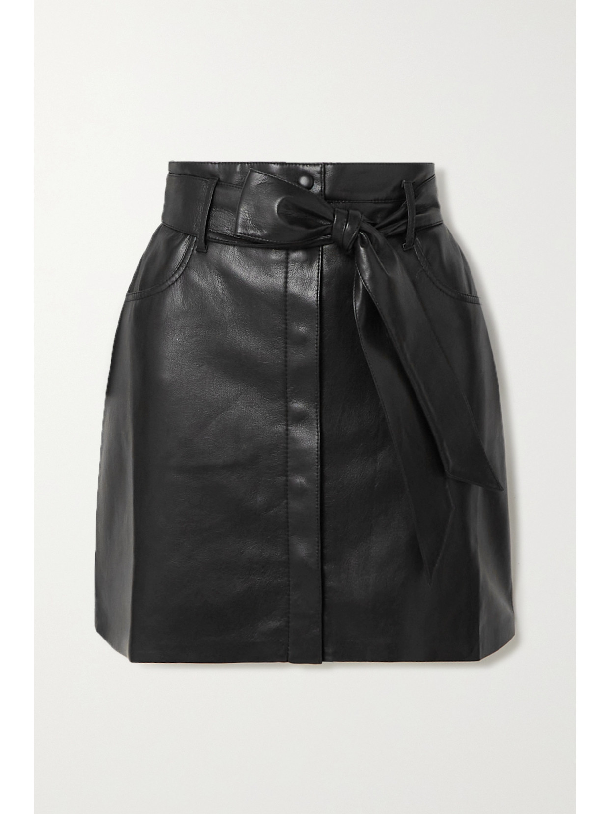 Nanushka Meda Belted Vegan Leather Mini Skirt In Black