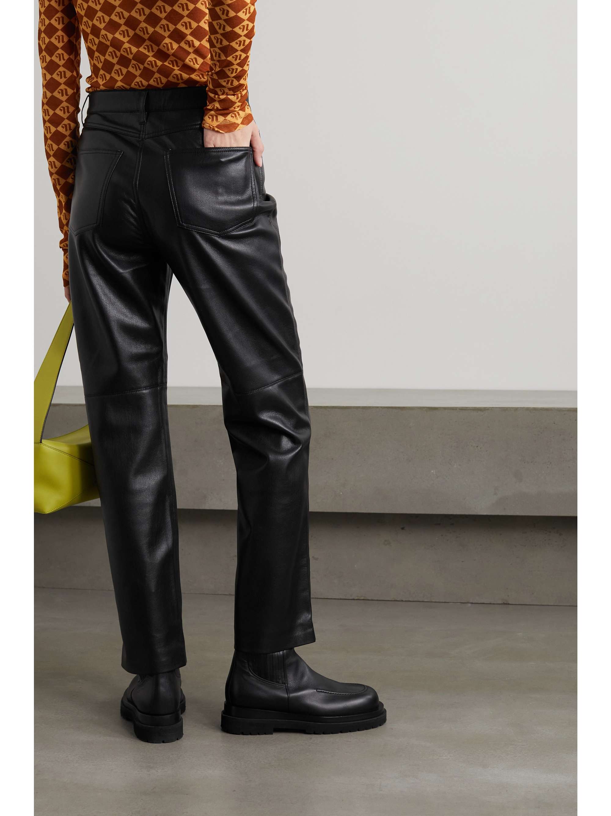 Black Vinni cropped vegan leather pants 