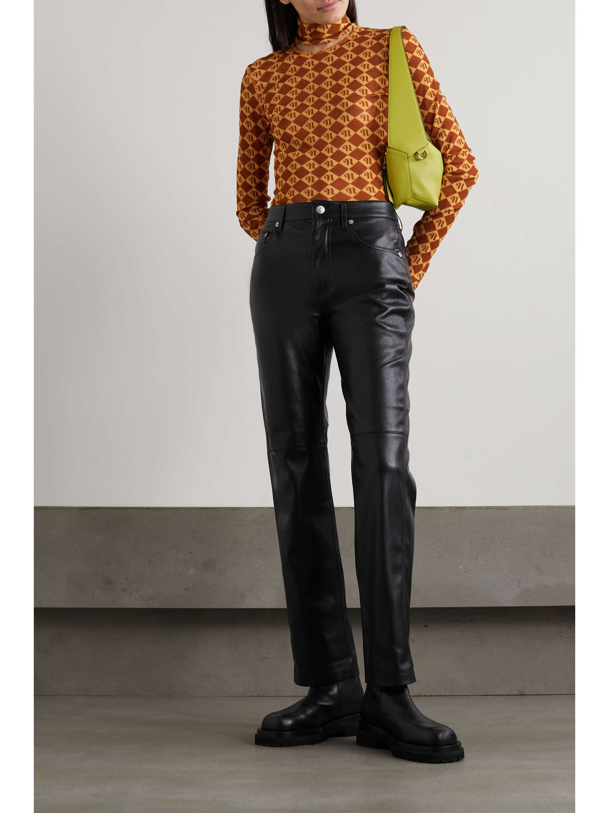 Black Vinni cropped vegan leather pants 