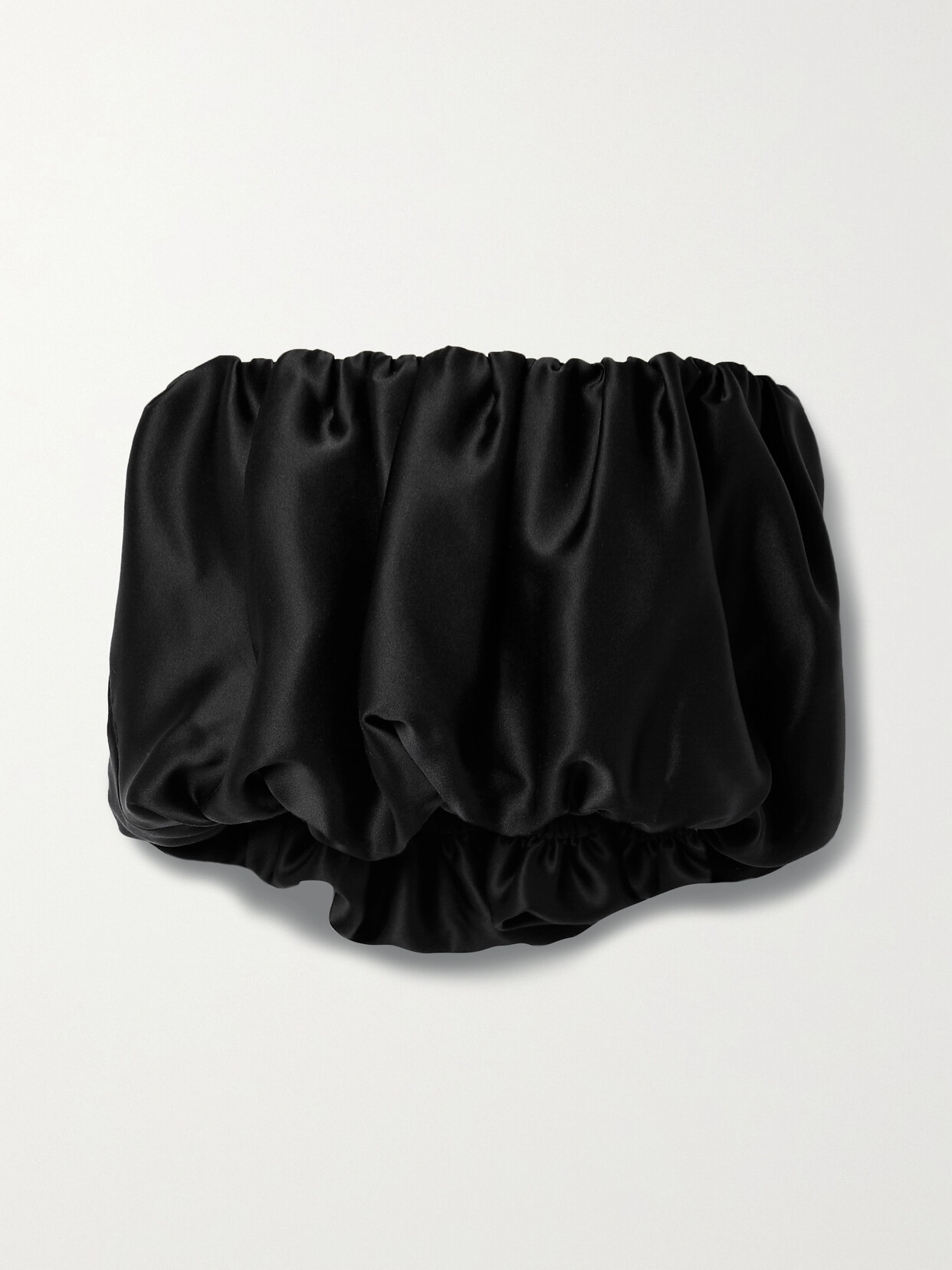 Et Ochs Michelle Strapless Cropped Gathered Silk-charmeuse Top - Black