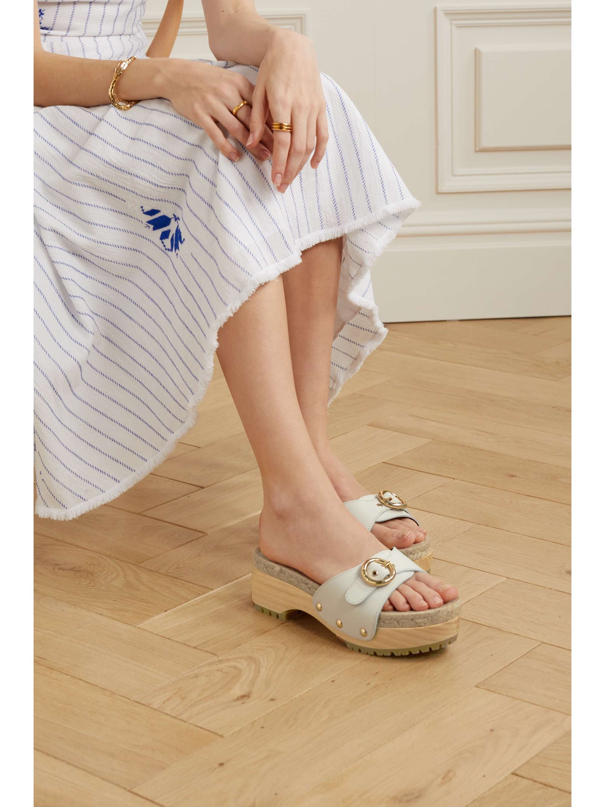 Off-white Viviane 45 buckled leather platform slides | SEE BY CHLOÃ | NET-A-PORTER