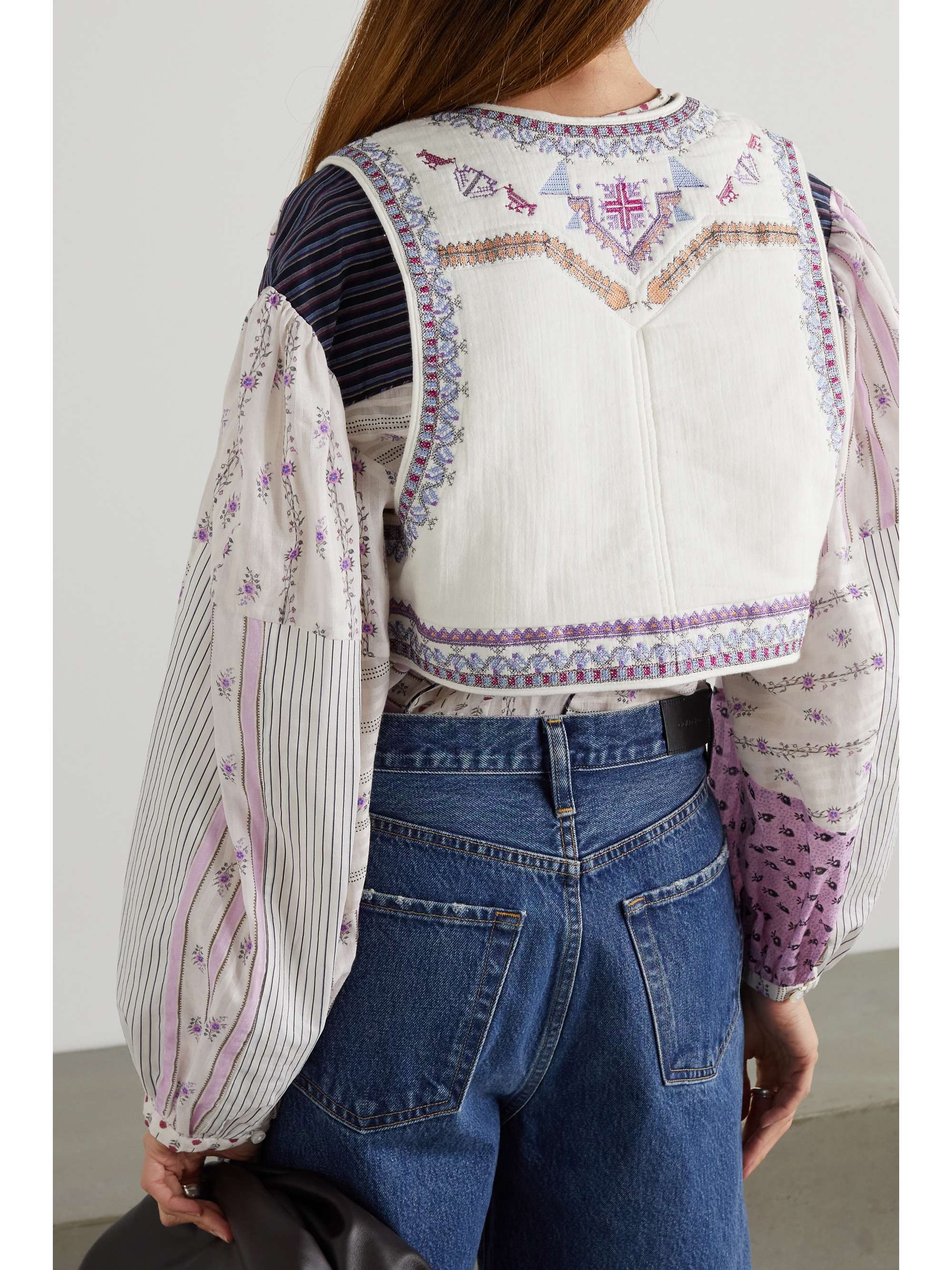 ISABEL MARANT Cruz cropped embroidered cotton vest