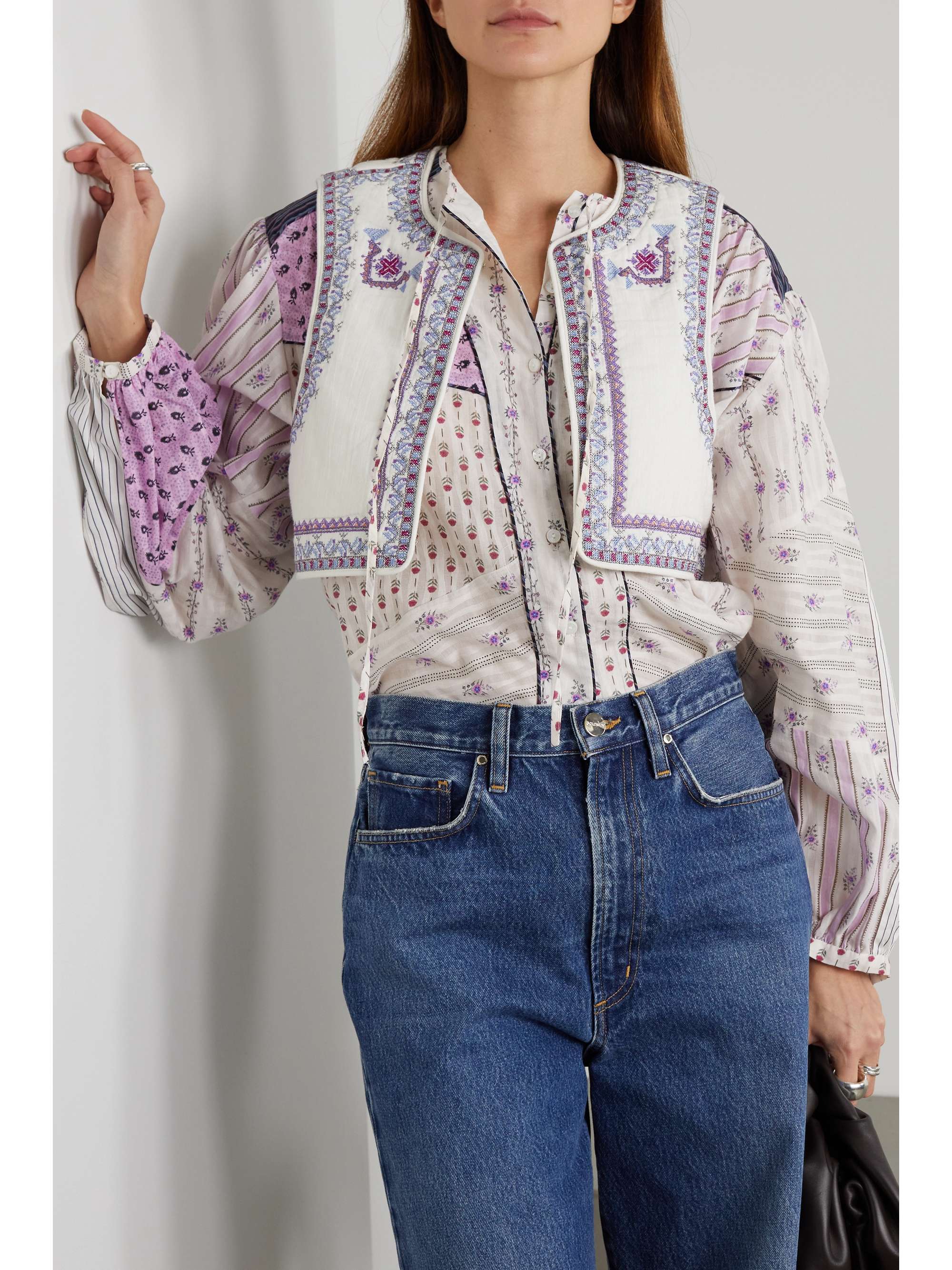 ISABEL MARANT Cruz cropped embroidered cotton vest