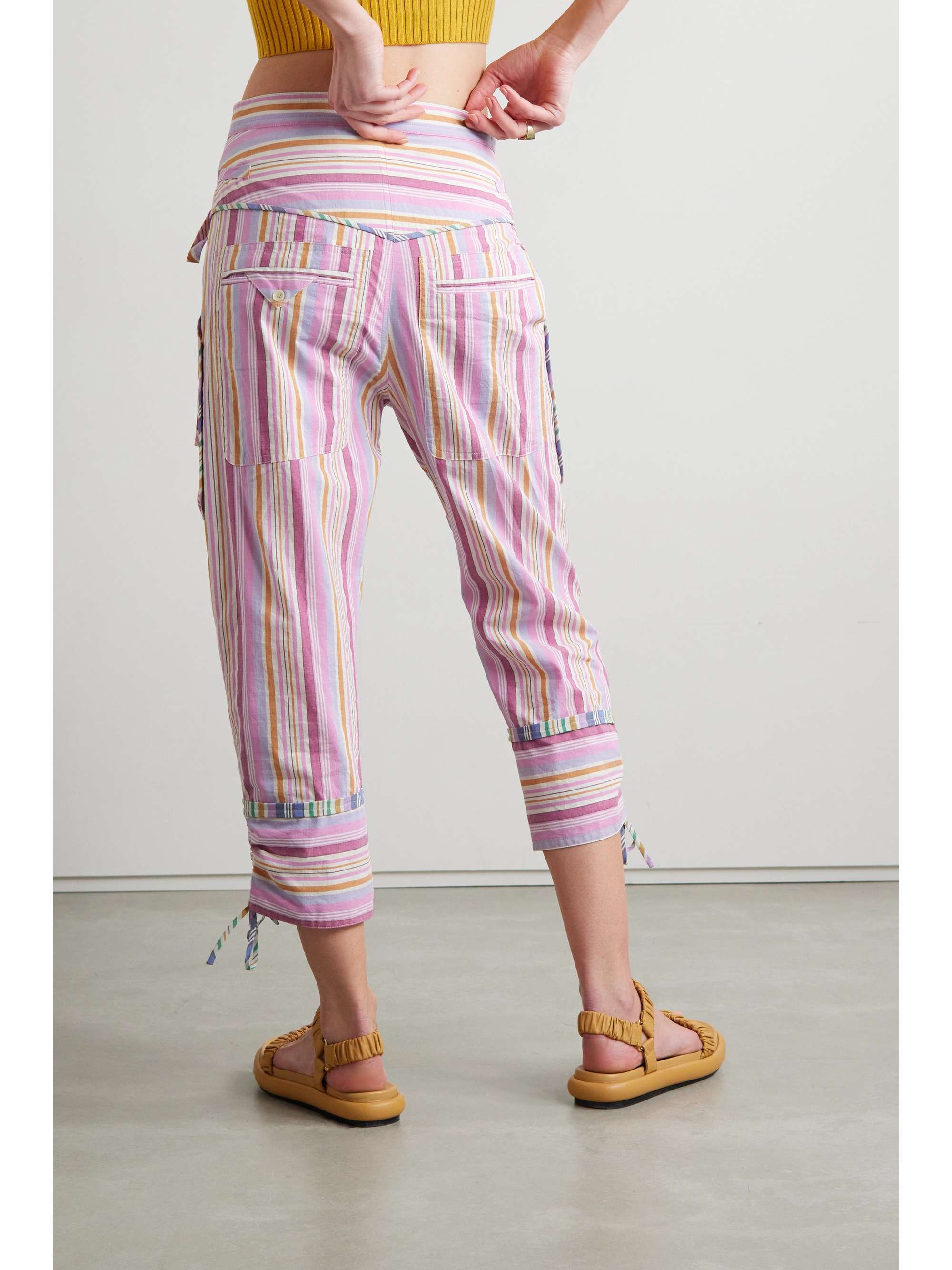 ISABEL MARANT Tilioa tie-detailed striped cotton-voile tapered pants