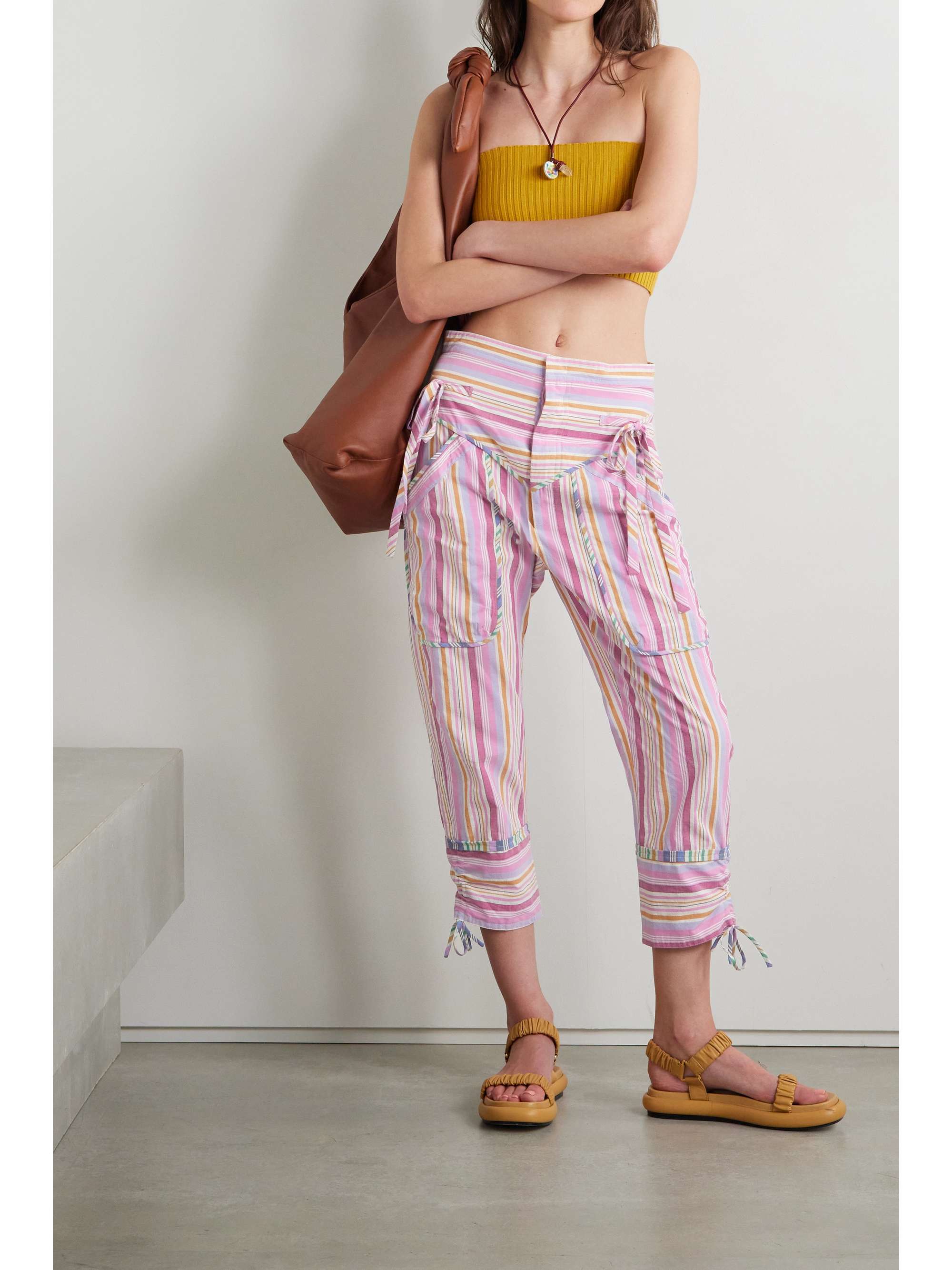 ISABEL MARANT Tilioa tie detailed striped cotton voile tapered