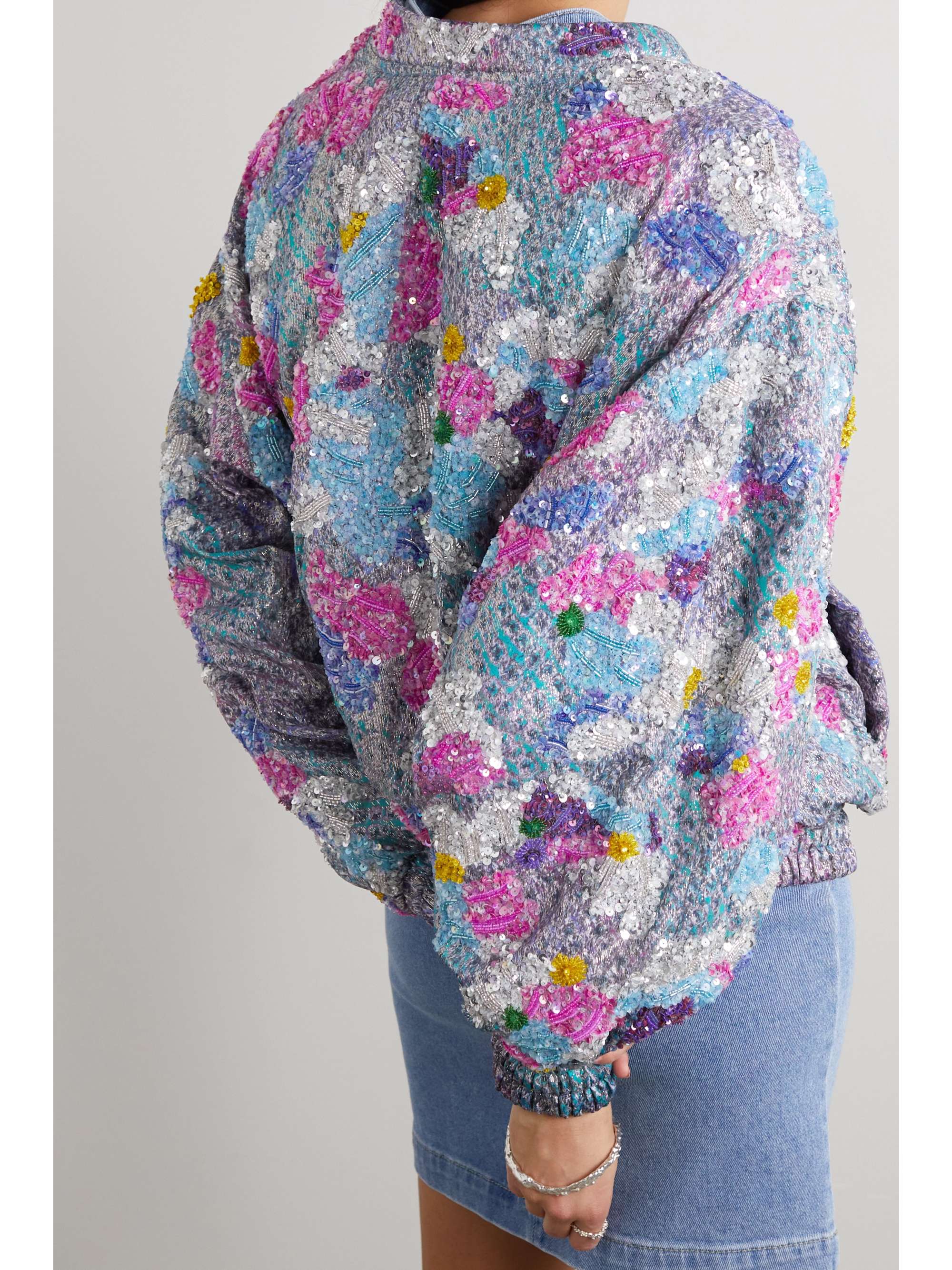 ISABEL MARANT Adeline sequin and bead-embellished padded silk-blend bomber jacket