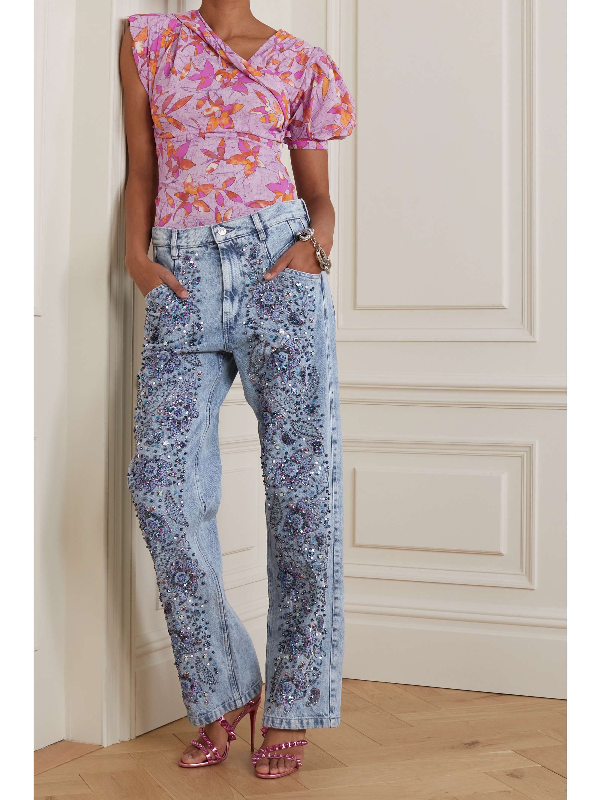ISABEL MARANT Nadegei embellished straight-leg jeans