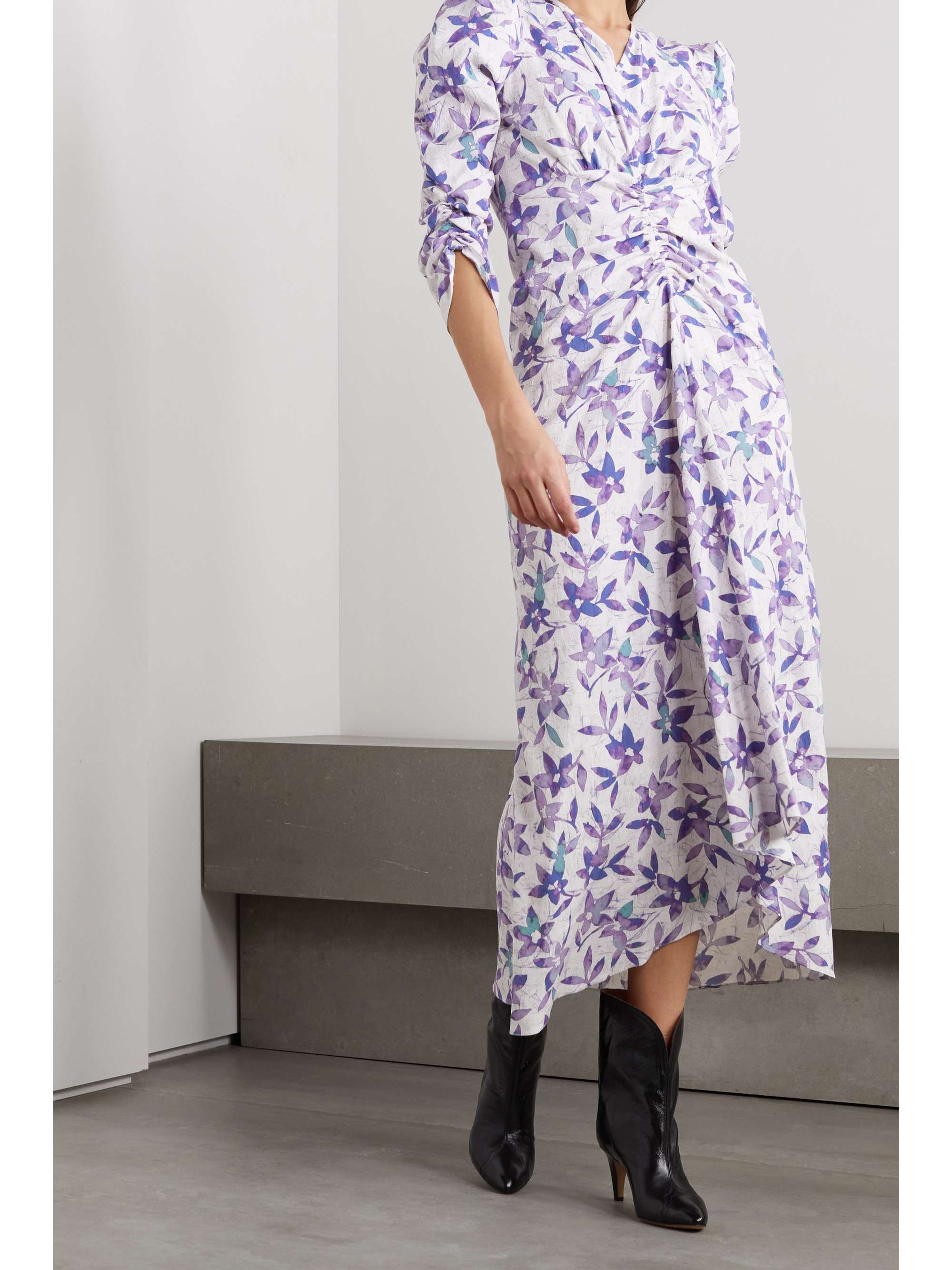 ISABEL MARANT Albisd ruched floral-print stretch-crepe maxi dress