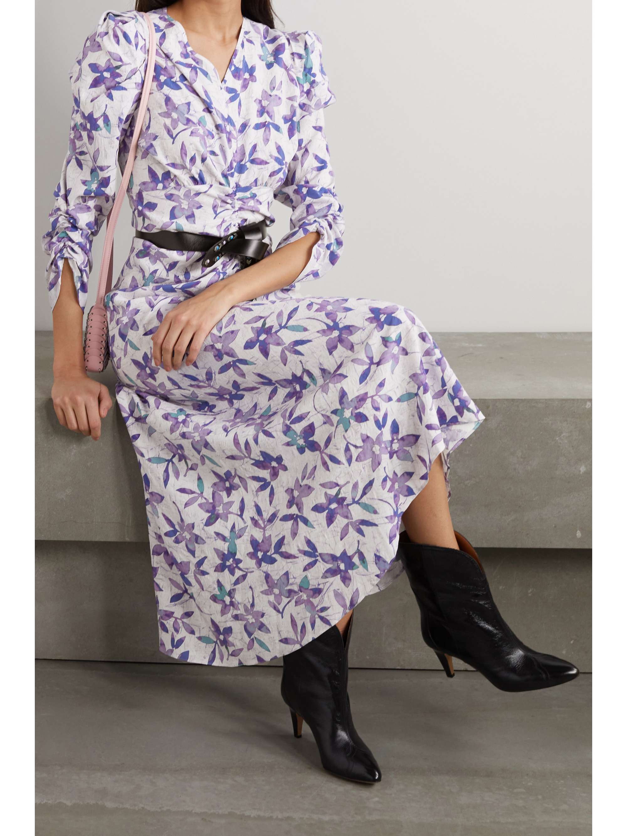 ISABEL MARANT Albisd ruched floral-print stretch-crepe maxi dress