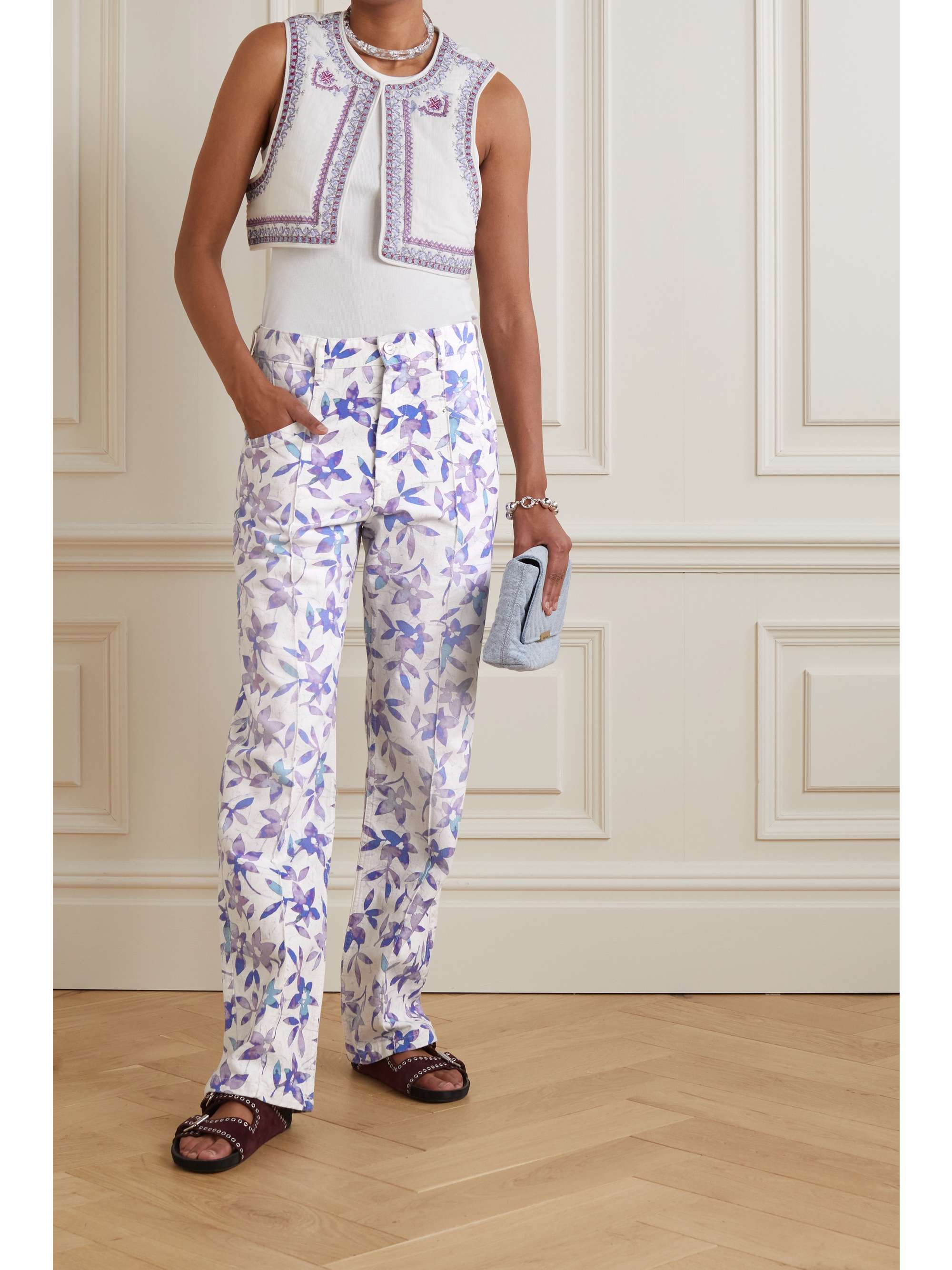 ISABEL MARANT Nadege floral-print mid-rise straight-leg jeans