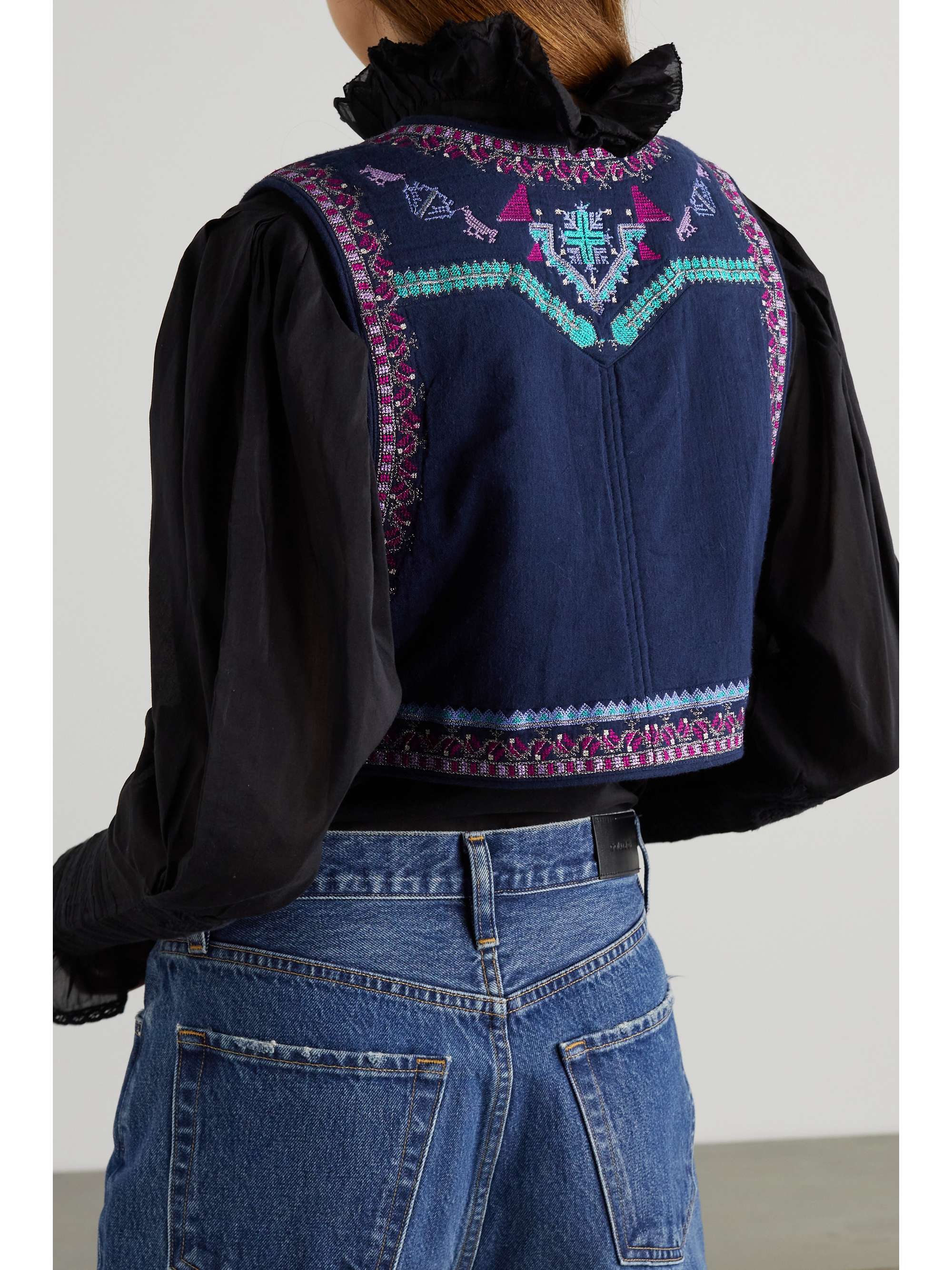 ISABEL MARANT Cruz cropped embroidered cotton vest