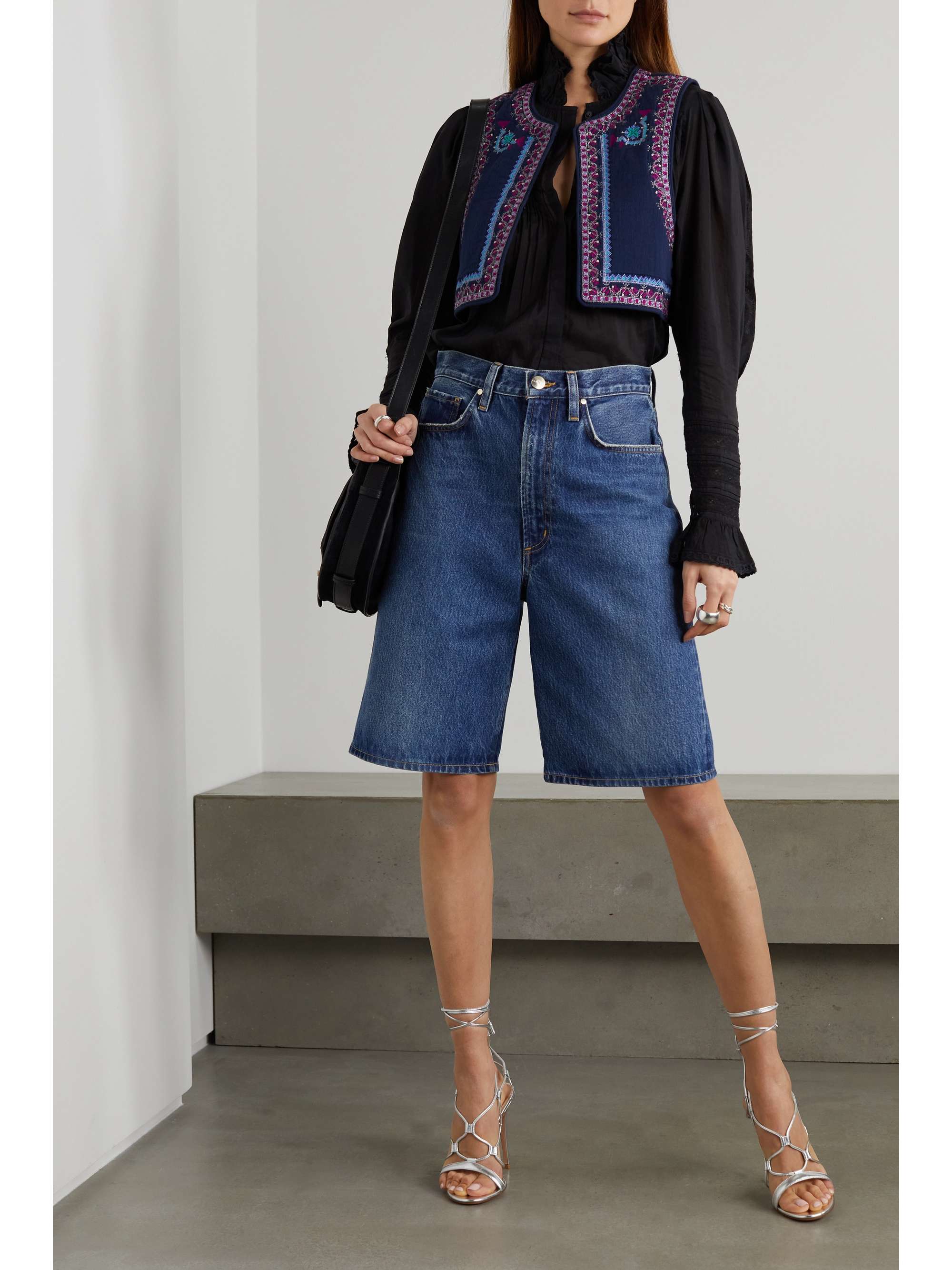 ISABEL MARANT Cruz cropped embroidered cotton vest