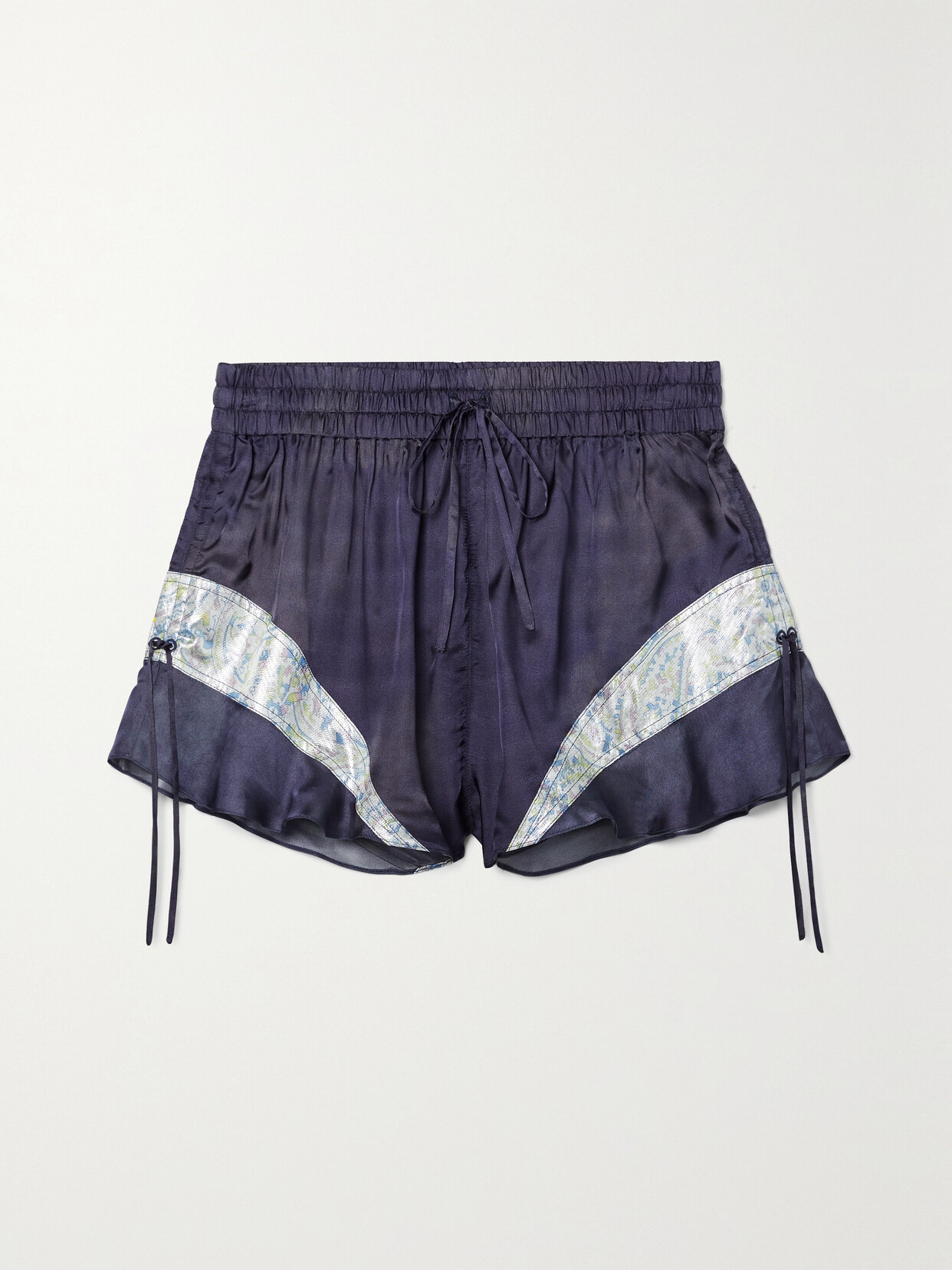 Isabel Marant Brogan Paneled Satin-twill Shorts - Blue