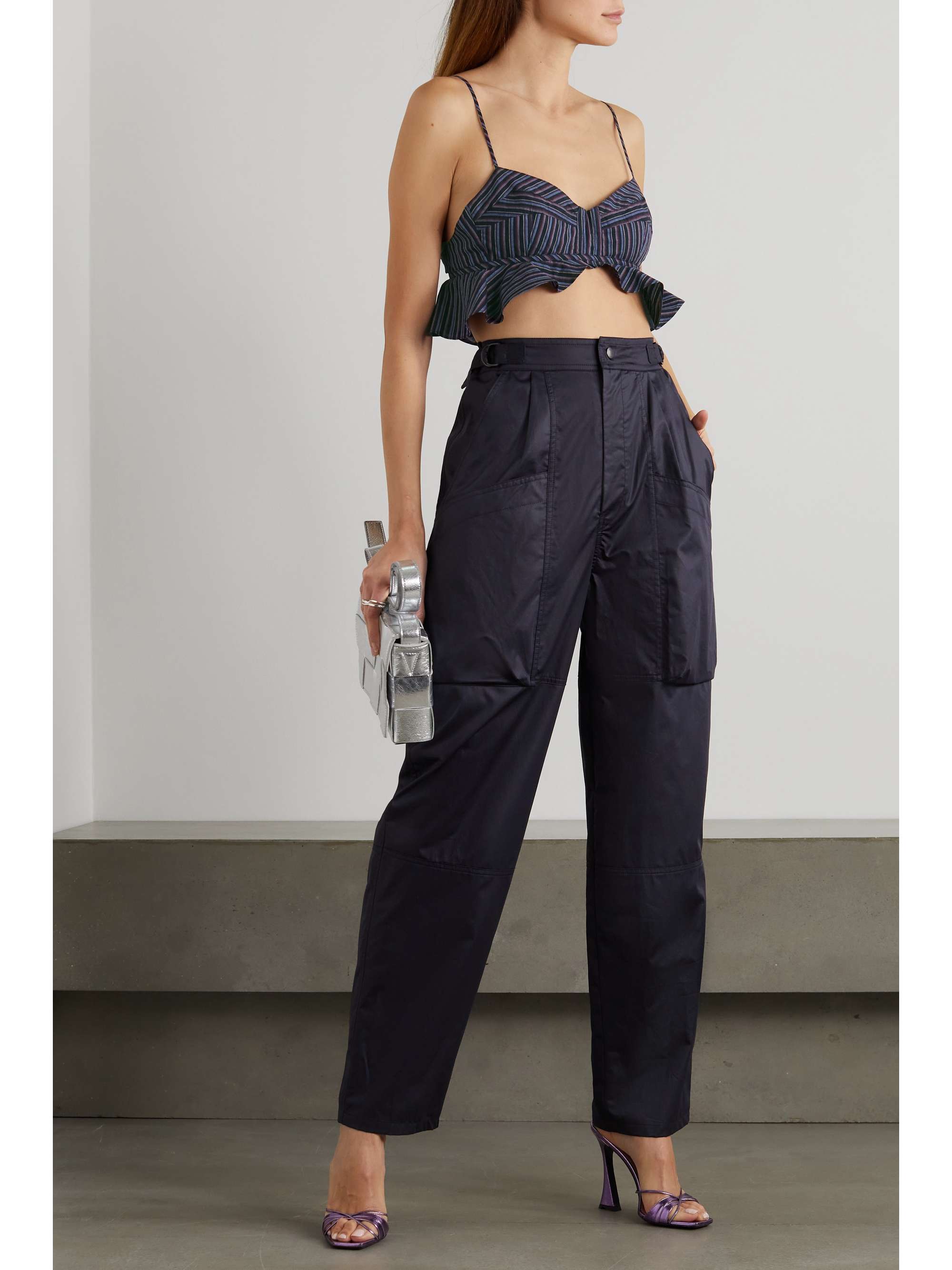 ISABEL MARANT Telmani cropped ruffled striped cotton-poplin top